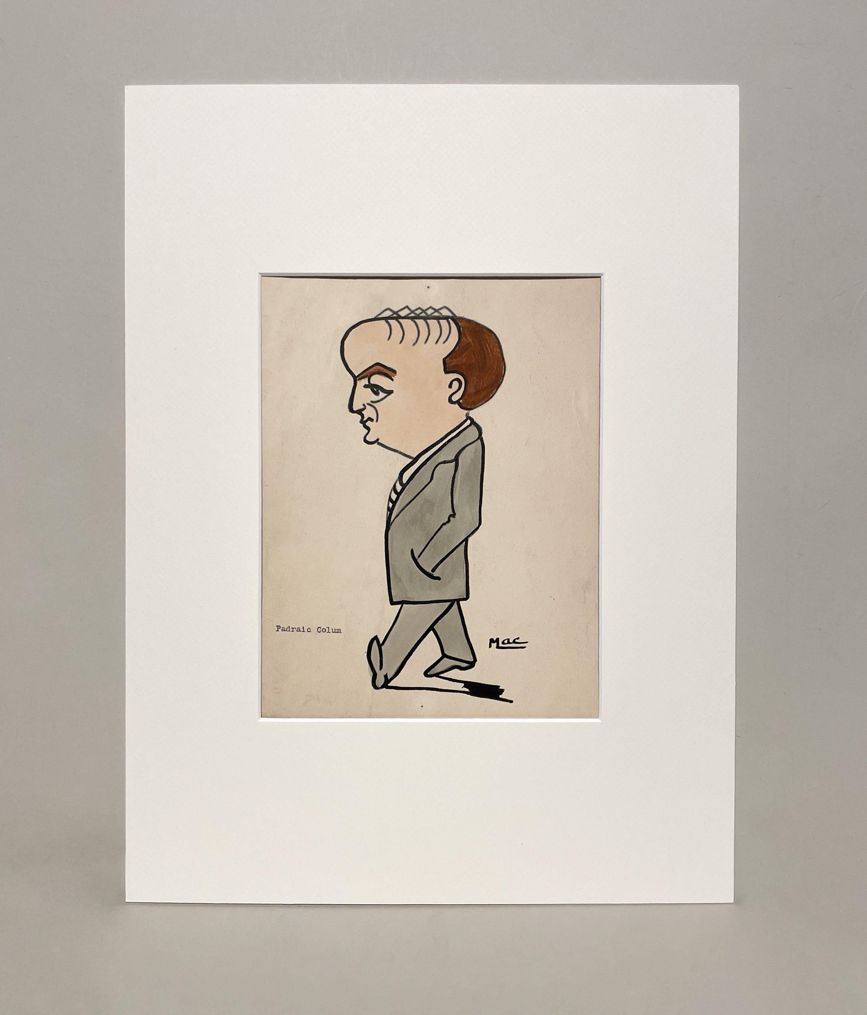 Eine Karikatur des irischen Politikers Padraic Colum aus den 1920er Jahren von der Künstlerin Isa M. Macnie im Angebot 5