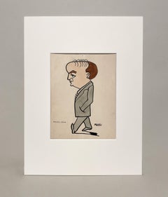 A 1920s Caricature by Irish Artist Isa M. Macnie of Politician Padraic Colum