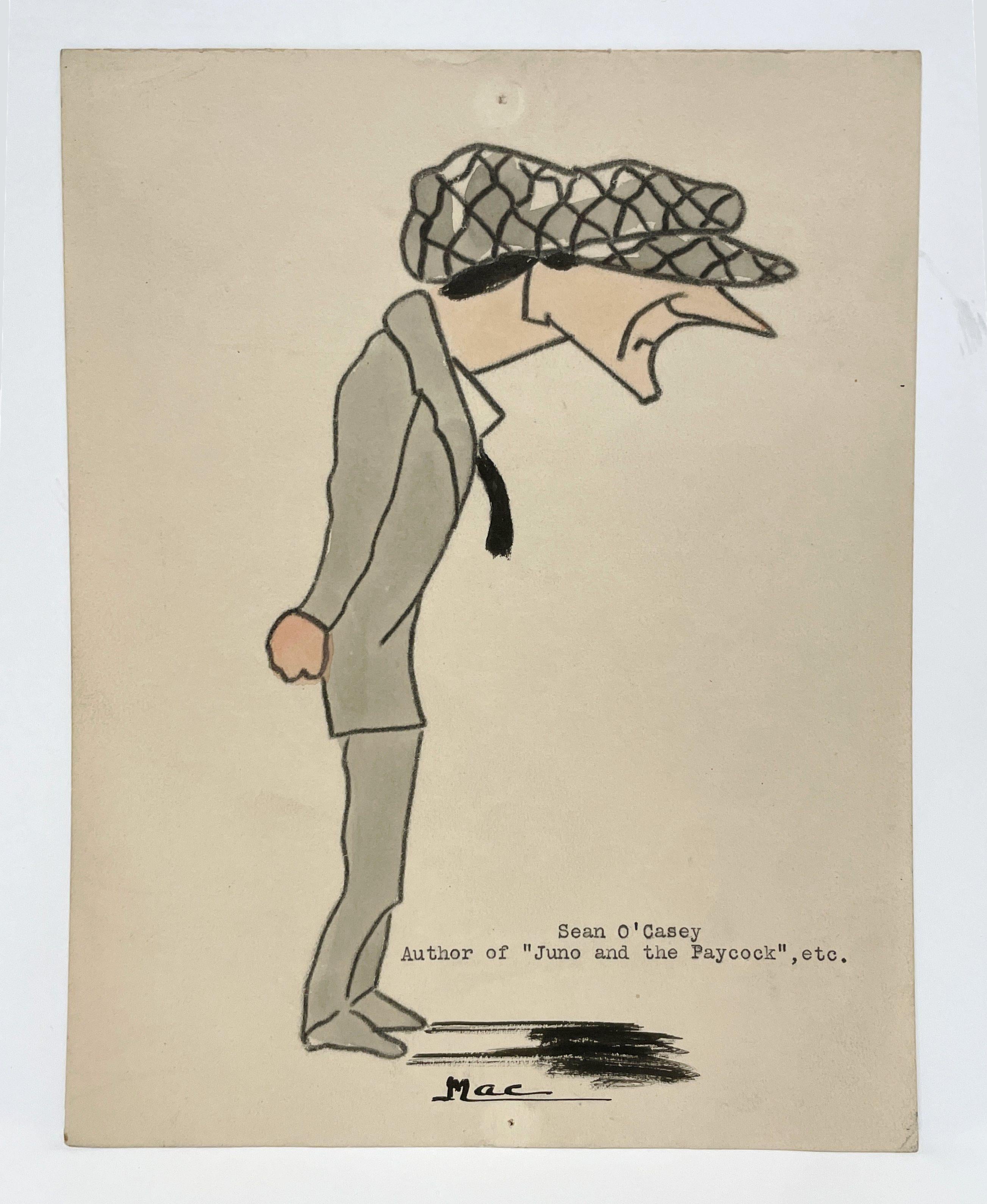 Une caricature de l'auteur Sean O'Casey datant des années 1920, réalisée par l'artiste irlandaise Isa M. I&M. - Art de Isa M. Macnie