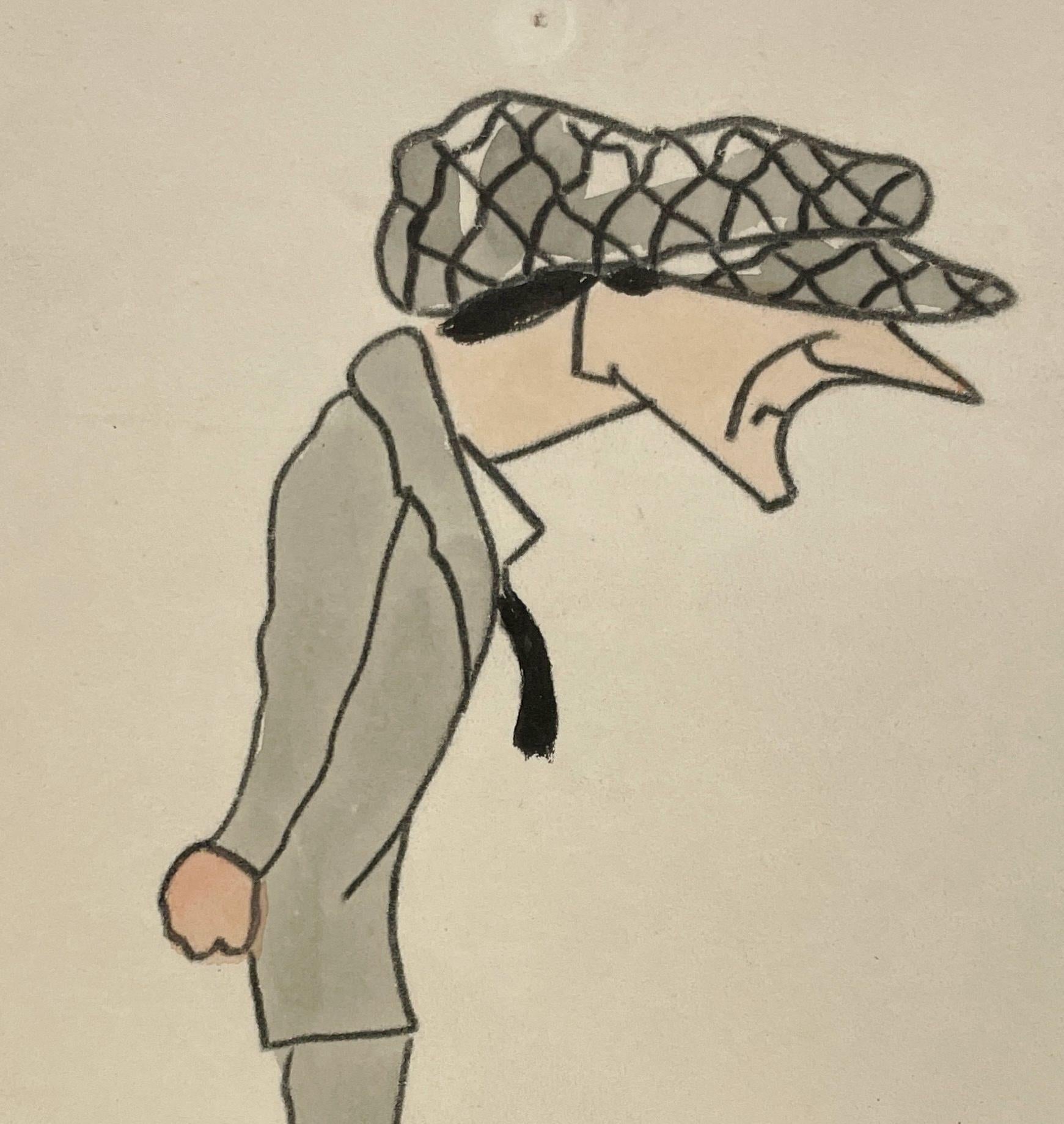 Une caricature de l'auteur Sean O'Casey datant des années 1920, réalisée par l'artiste irlandaise Isa M. I&M. - Moderne Art par Isa M. Macnie