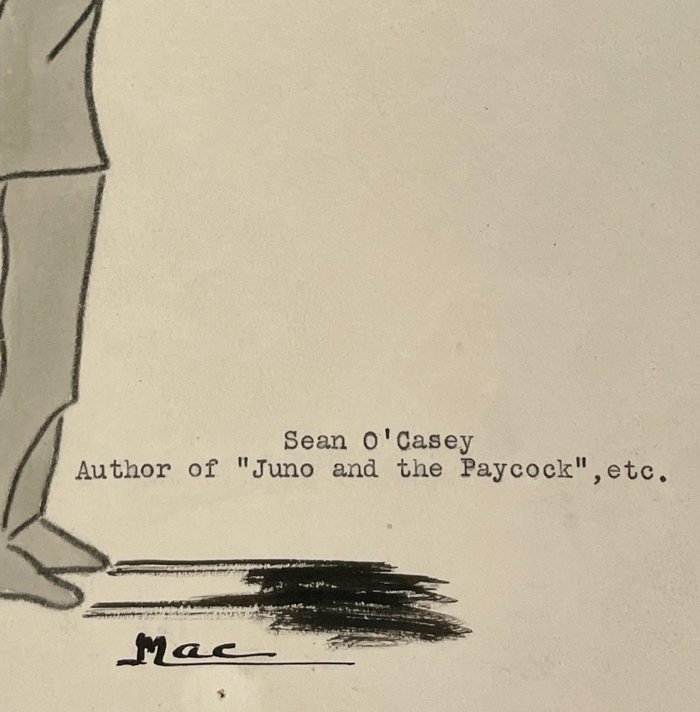 Une caricature de l'auteur Sean O'Casey datant des années 1920, réalisée par l'artiste irlandaise Isa M. I&M. - Beige Portrait par Isa M. Macnie