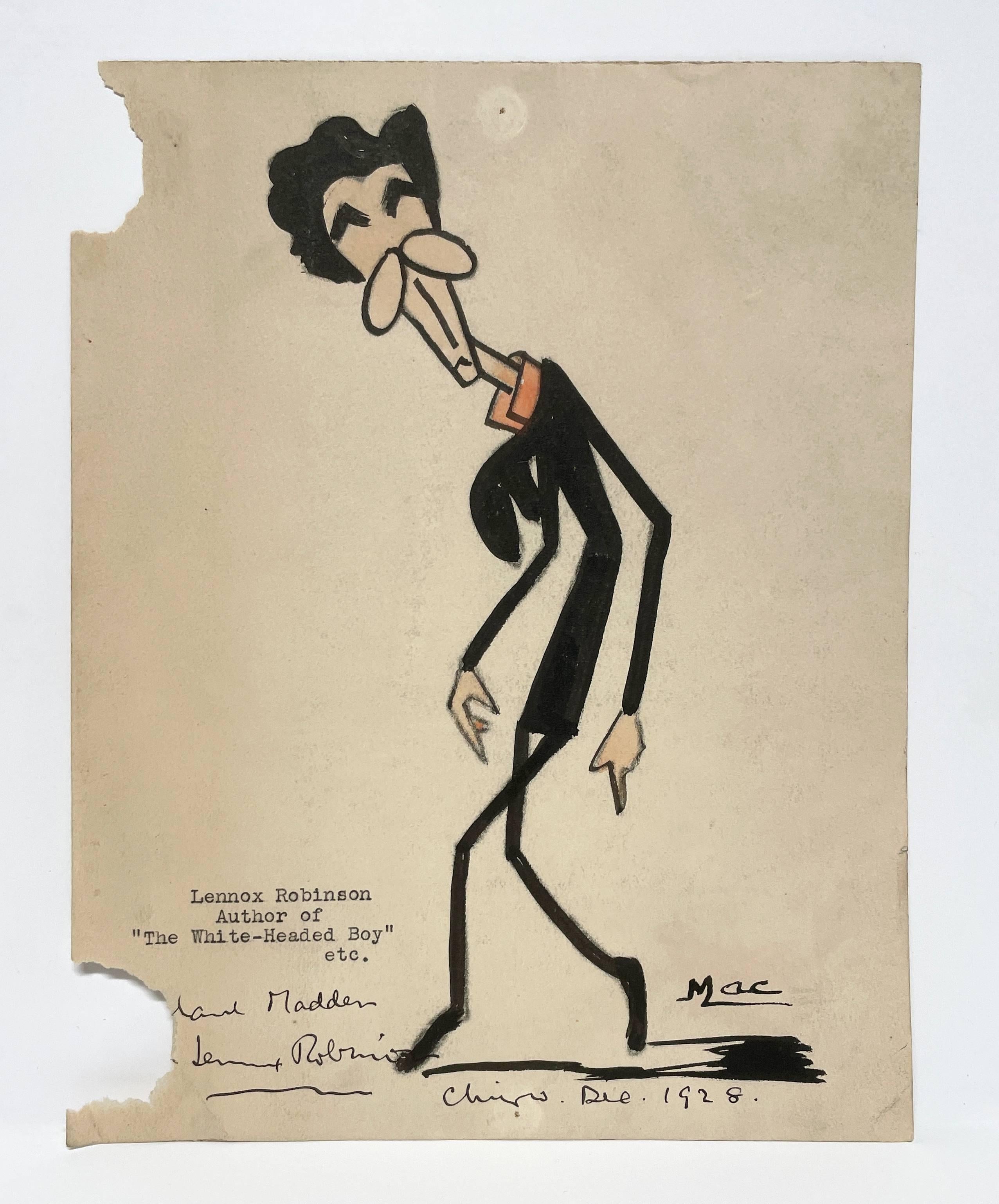 A 1920s Caricature of Author Lennox Robinson by Irish Artist Isa M. Macnie For Sale 1