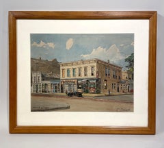 1941 Watercolor of Chicago's Old Town, Titled "Wells & Eugenie" by Albert Rudin