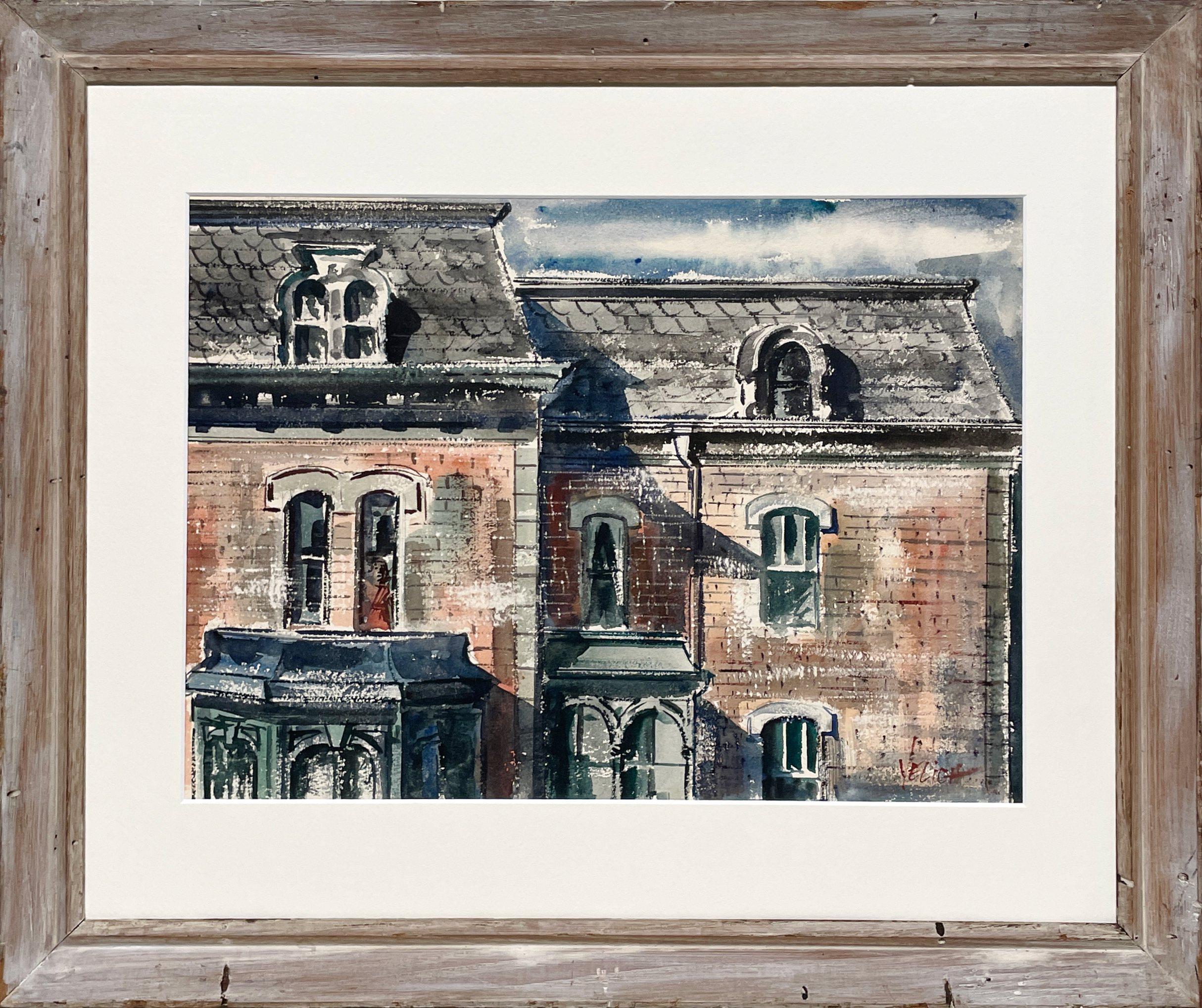 Captivating Mid-Century Watercolor of an Old Chicago House by George Yelich For Sale 2