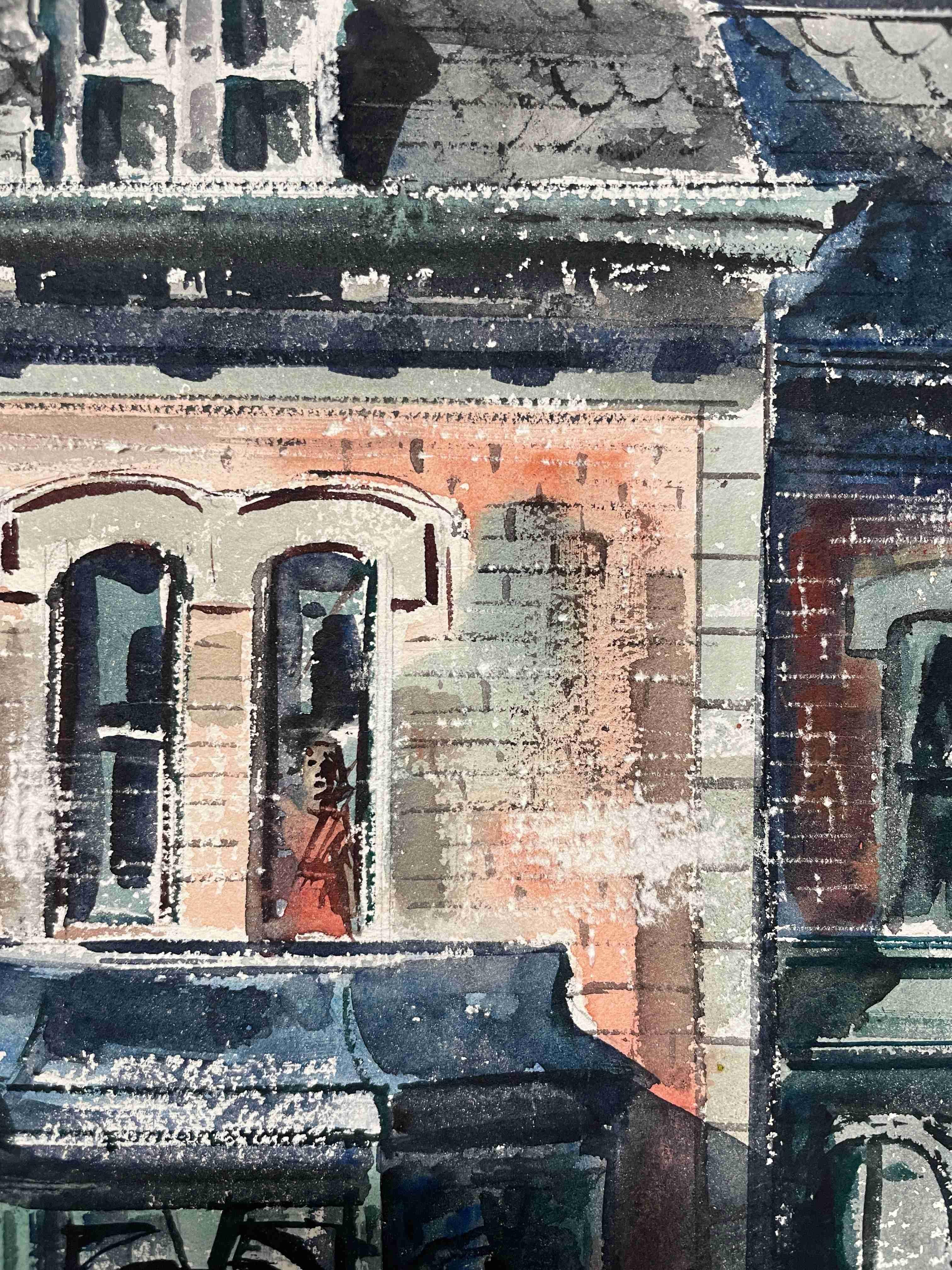 Captivating Mid-Century Watercolor of an Old Chicago House by George Yelich For Sale 3