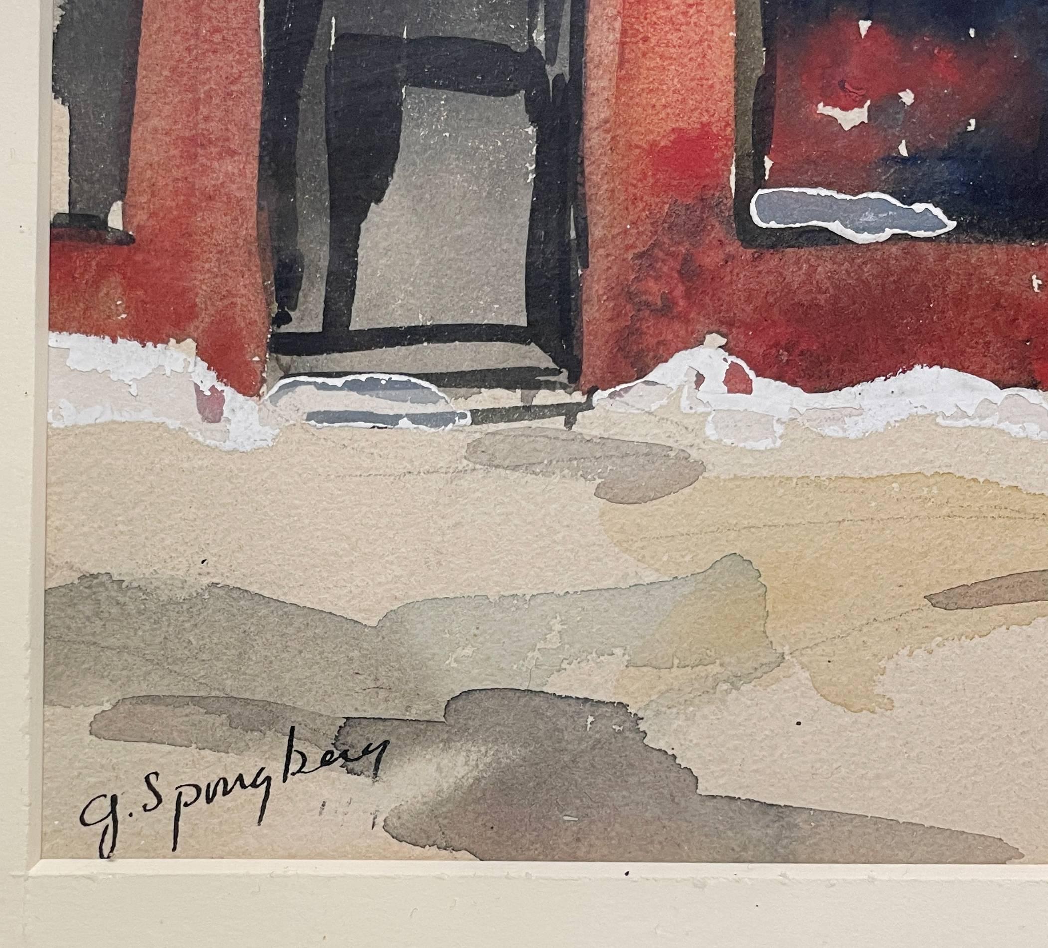 A 1940s American Scene Watercolor of a Chicago Street Scene by Grace Spongberg For Sale 3