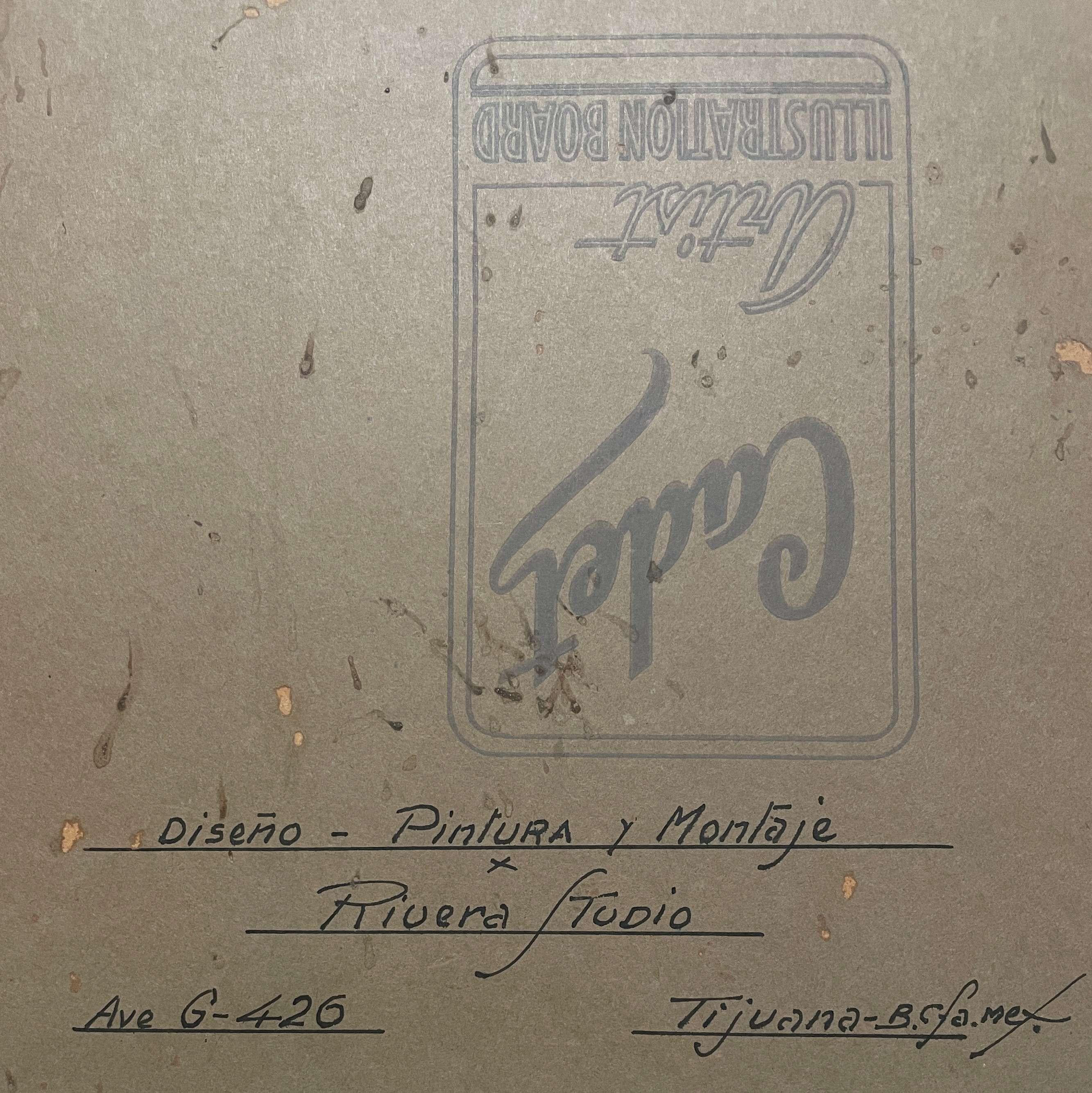 1944 Untitled Portrait Representing a Mexican Labor Protest, Signed M.S. Rivera For Sale 4