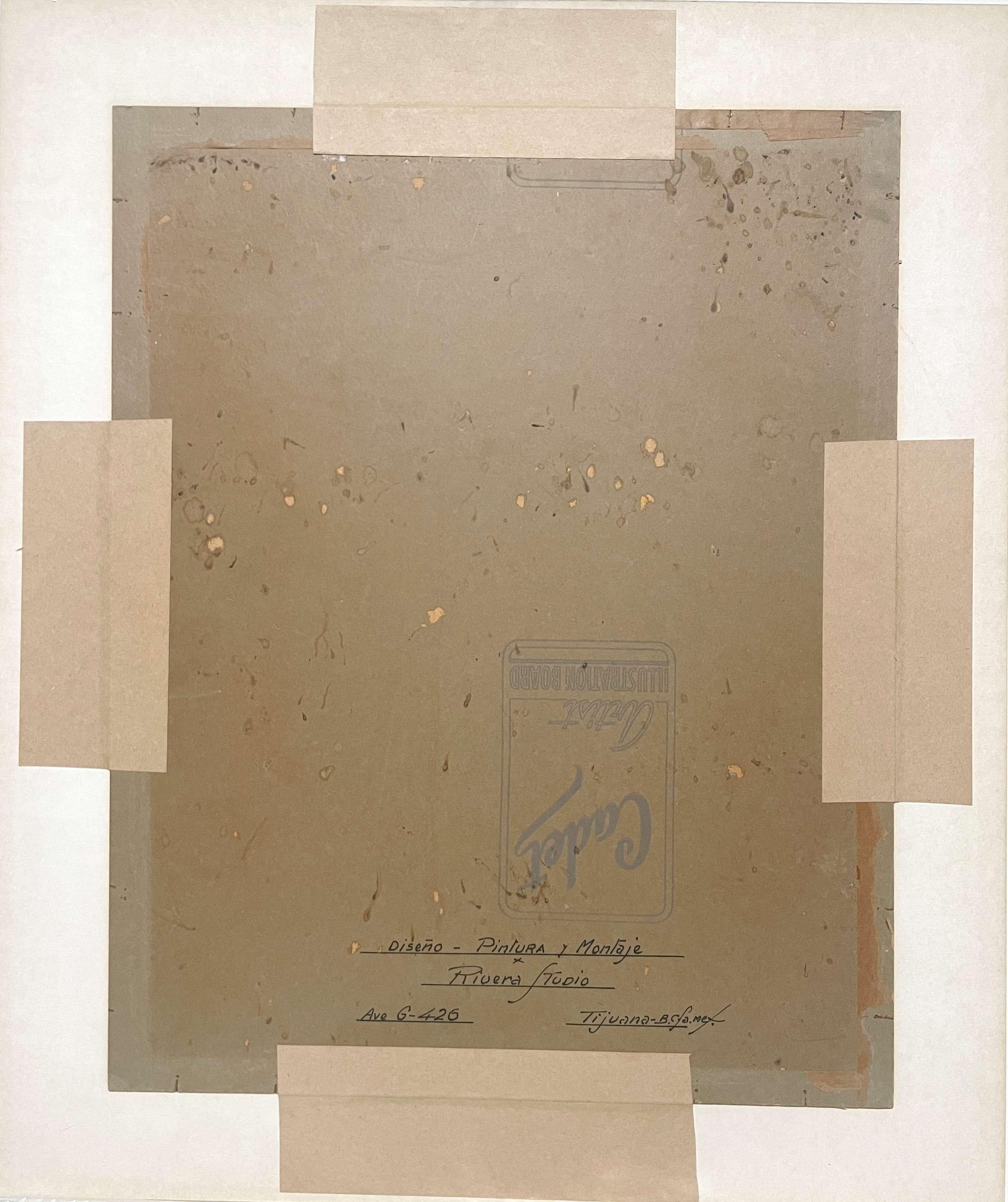 1944 Untitled Portrait Representing a Mexican Labor Protest, Signed M.S. Rivera For Sale 6