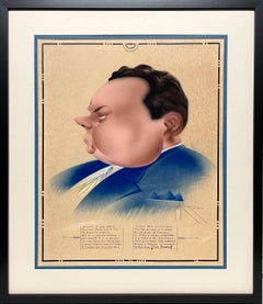 1944 Modernist Portrait Representing a Mexican Labor Protest, Signed M.S. Rivera