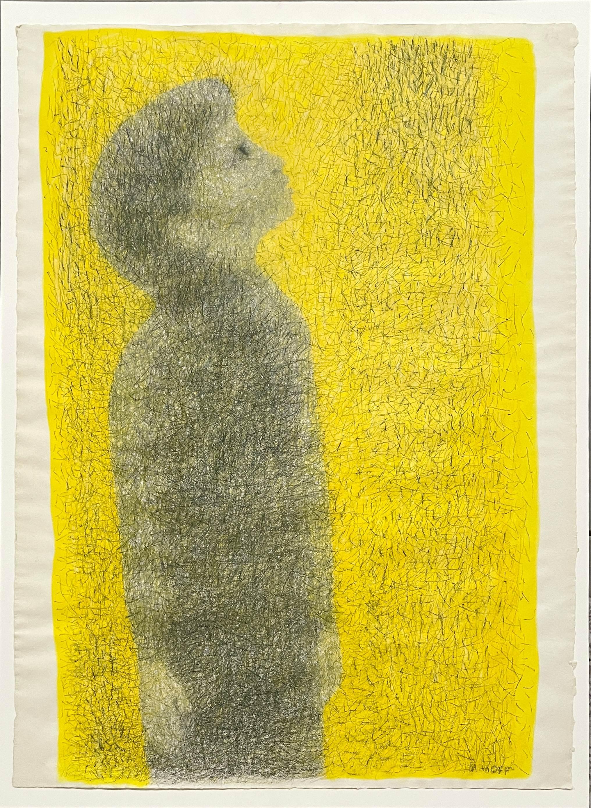 Aquarell- und Kohle auf Papier Bild eines Jungen von Margo Hoff mit dem Titel Sonnenkind im Angebot 2