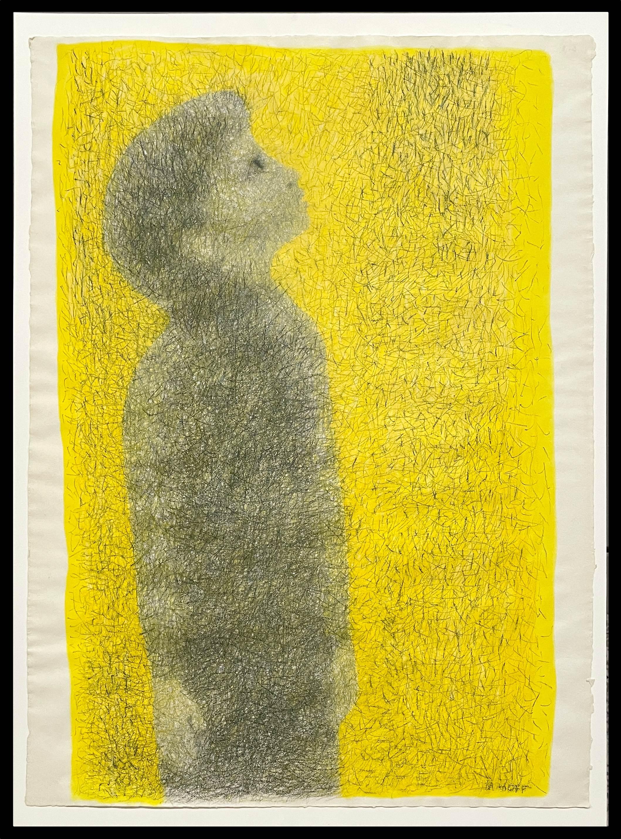 Aquarell- und Kohle auf Papier Bild eines Jungen von Margo Hoff mit dem Titel Sonnenkind im Angebot 3