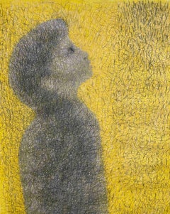 Watercolor and Charcoal on Paper Image of a Boy by Margo Hoff, Titled Sun Child
