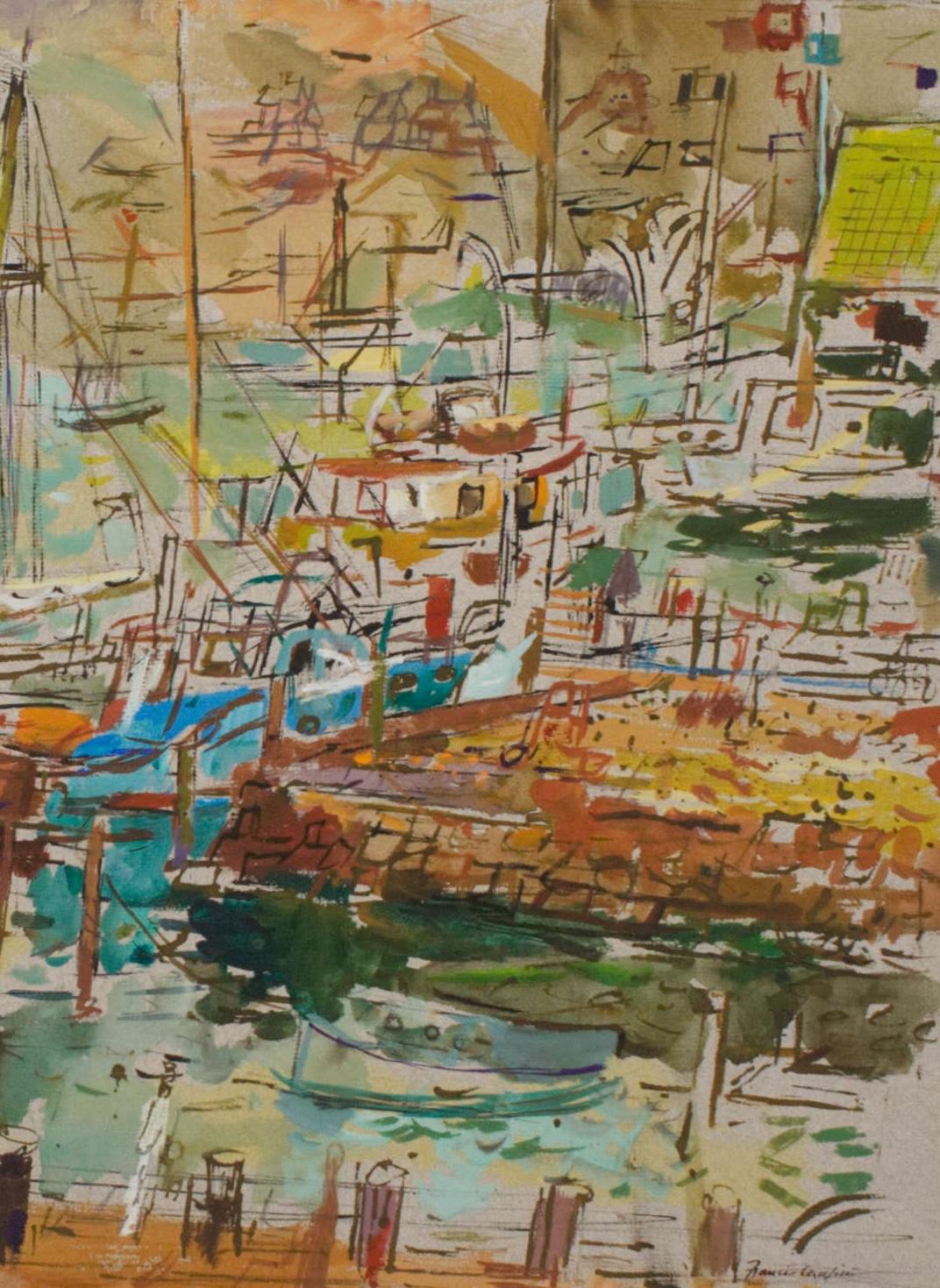 Grande aquarelle et scène de chantier naval de Martha's Vineyard de Francis Chapin en vente 3