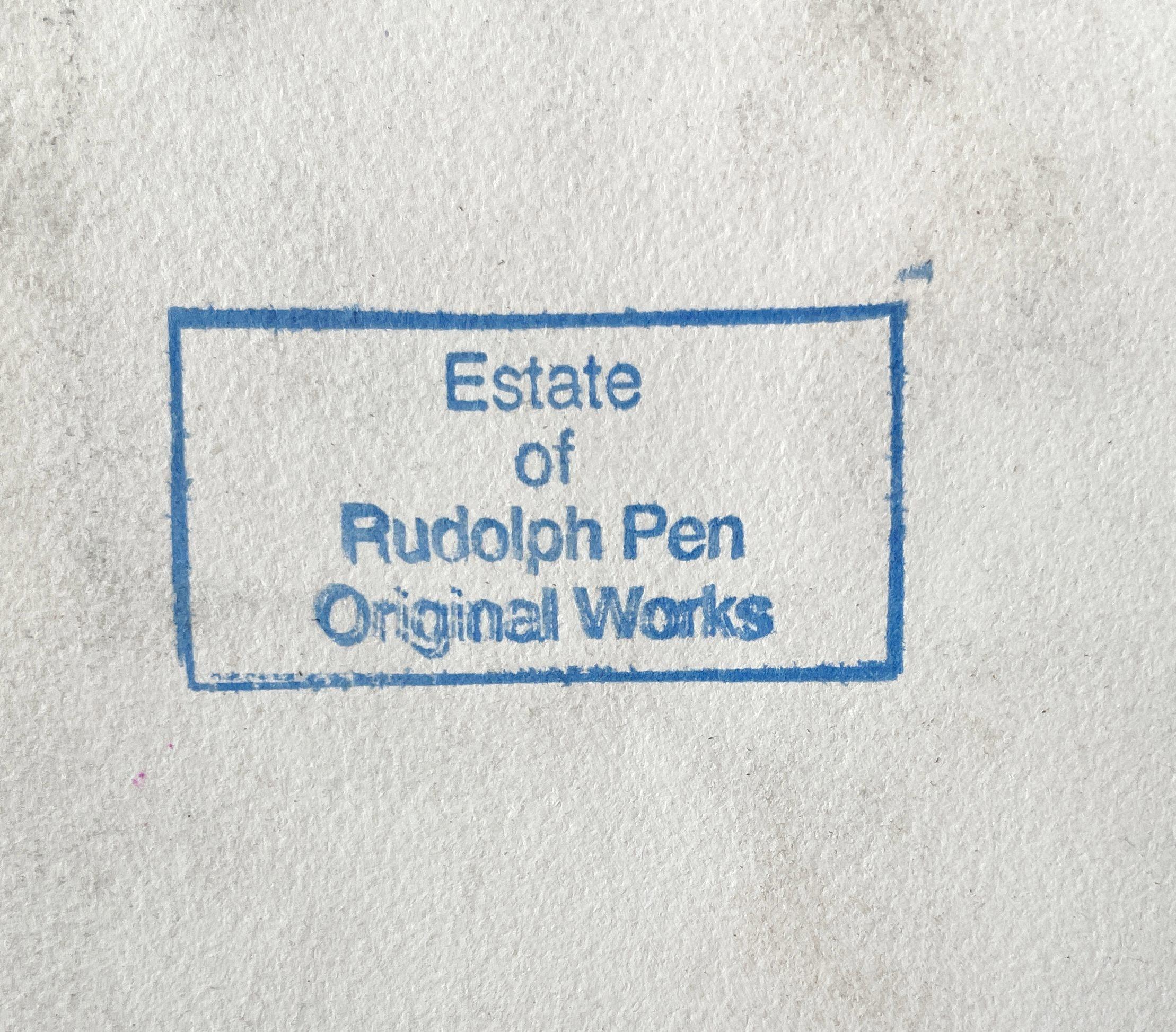 Un vibrante e colorato acquerello di metà secolo sui tetti di un villaggio di Rudolph Pen in vendita 6