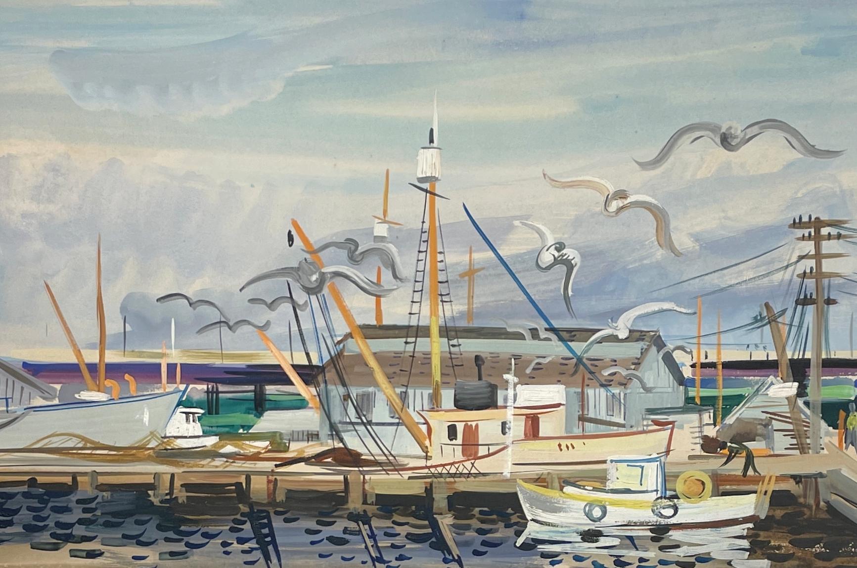Un pays coloré, le County, Wis. Scène du port du célèbre artiste de Chicago Rudolph Pen en vente 2