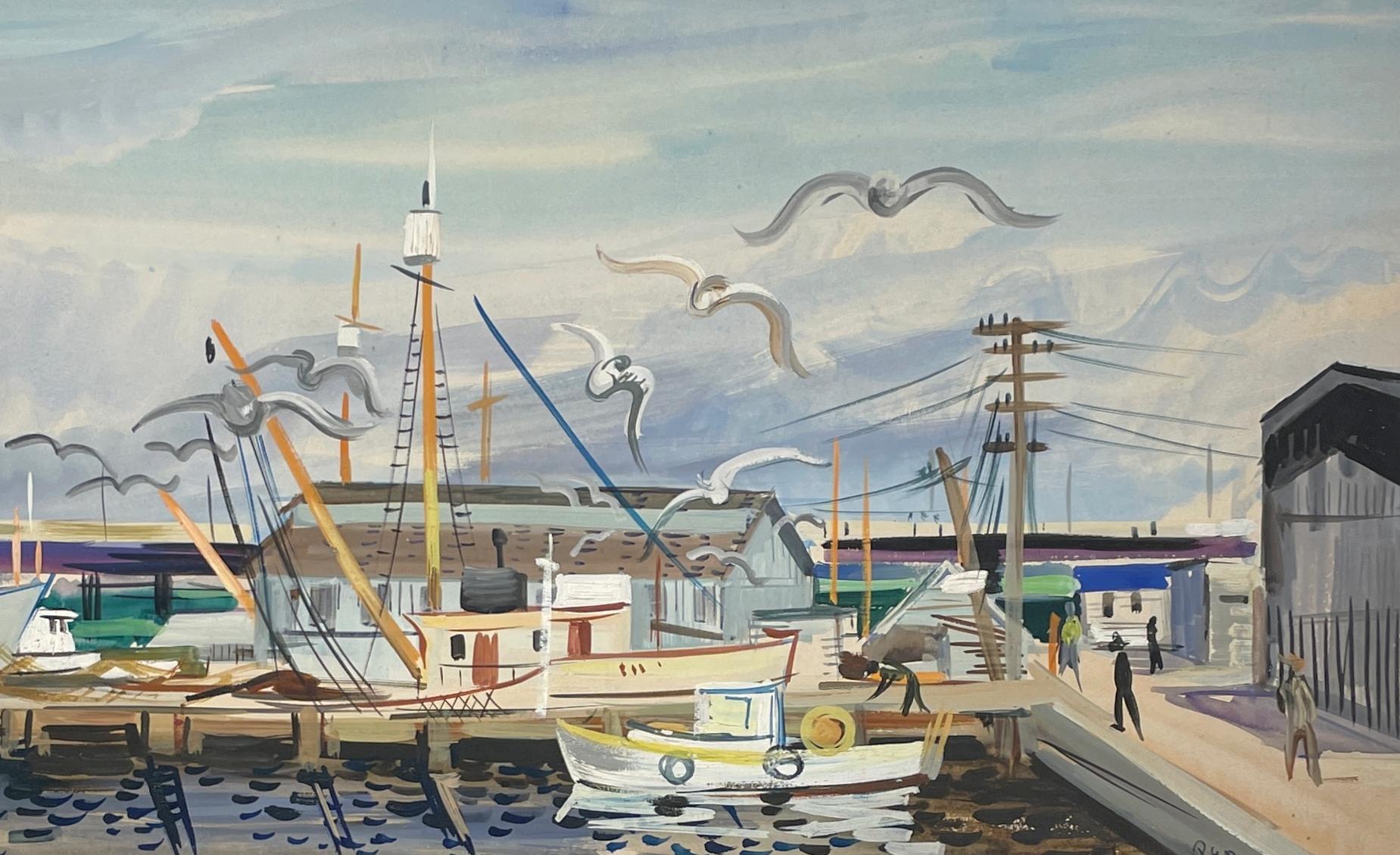 Un pays coloré, le County, Wis. Scène du port du célèbre artiste de Chicago Rudolph Pen en vente 3