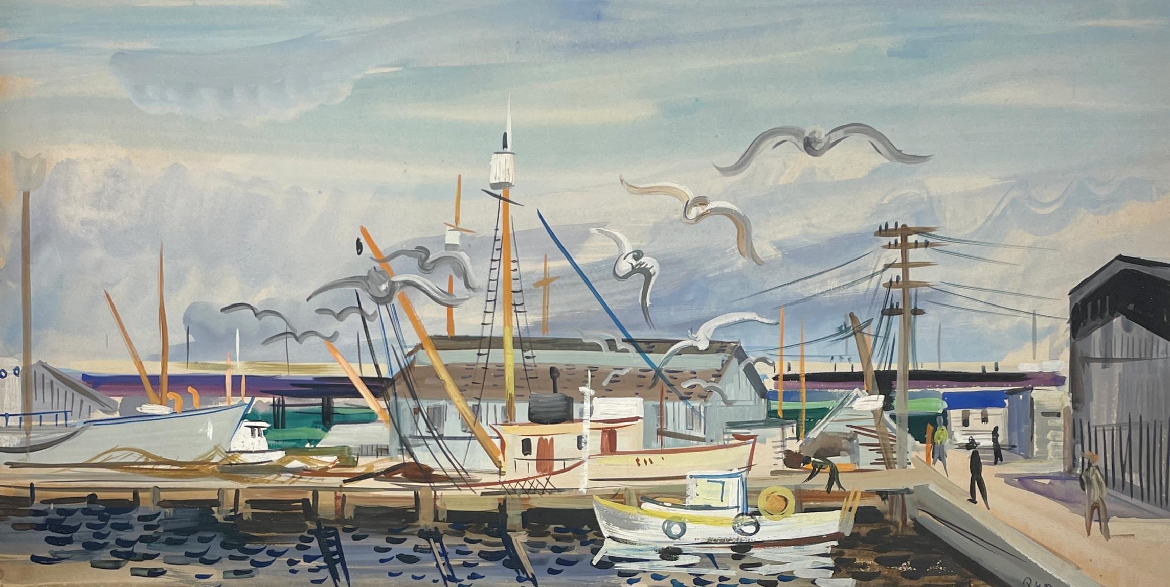 Un Colorido, Condado de Door, Wis. Escena portuaria del célebre artista de Chicago Rudolph Pen