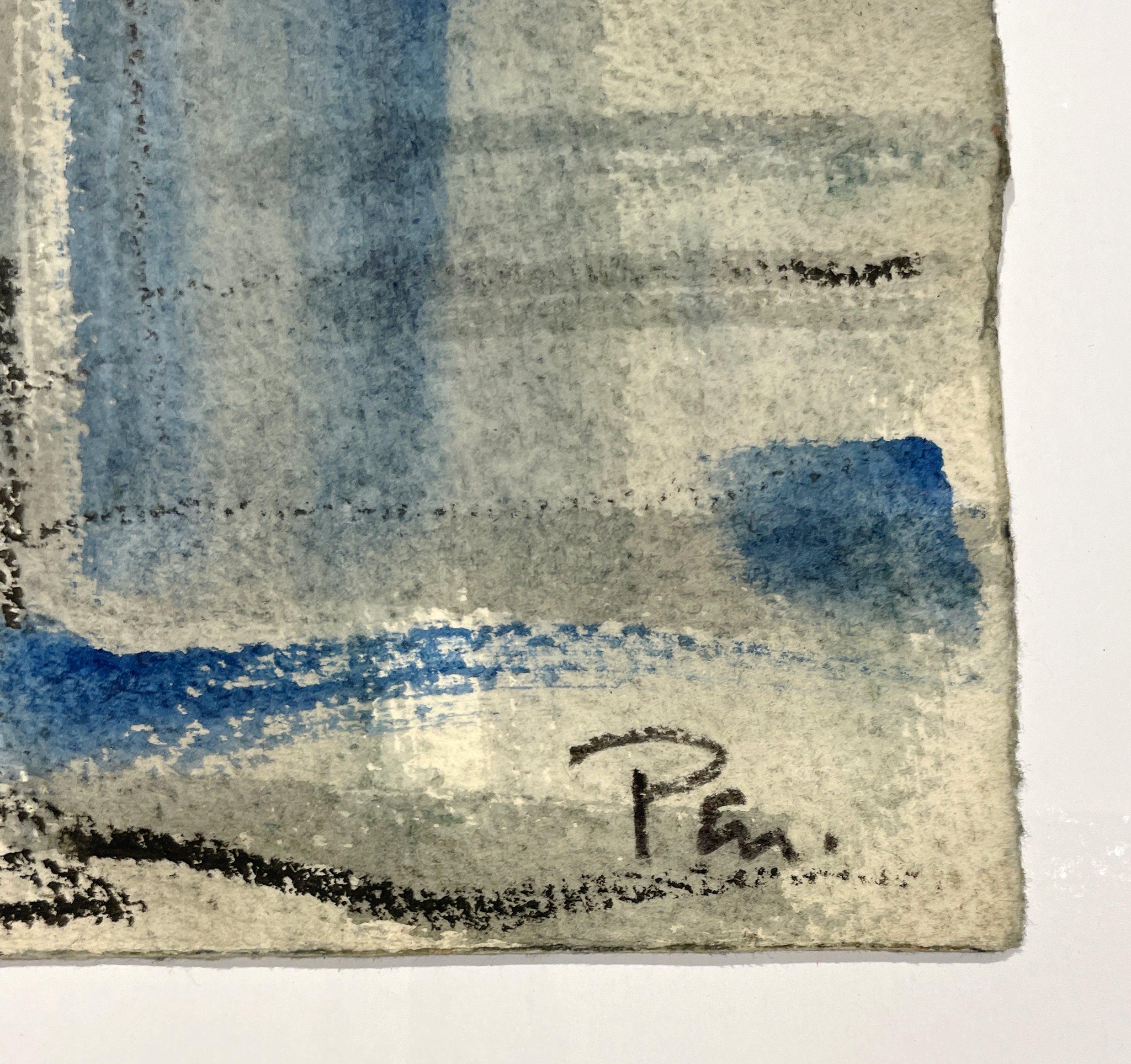 Uno splendido acquerello della metà del secolo scorso, Scena di porto e tetti di Rudolph Pen in vendita 4