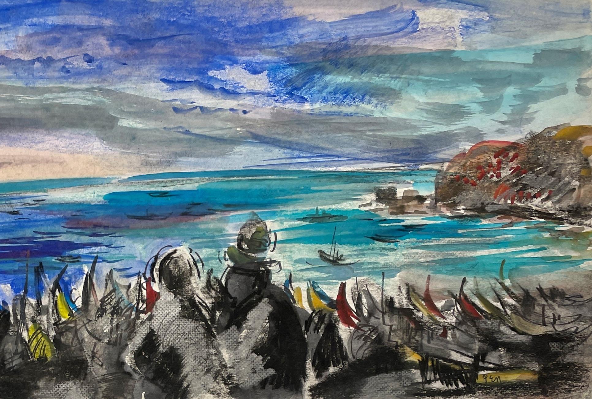 Vista panoramica e colorata di Nazaré, Portogallo, di Rudolph Pen in vendita 2