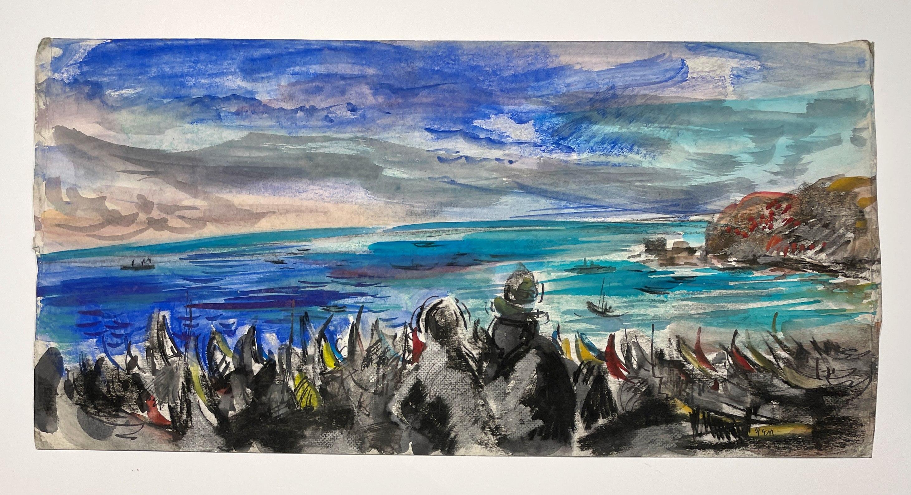 Vista panoramica e colorata di Nazaré, Portogallo, di Rudolph Pen in vendita 3