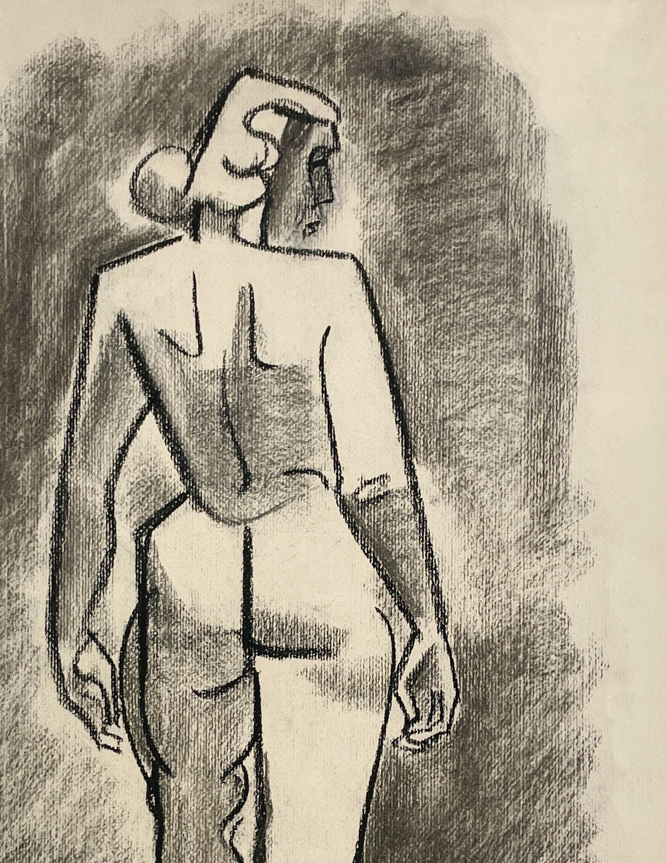 A Fabulous 1945 Mid-Century Modern Cubist Drawing of a Standing Female Nude 2