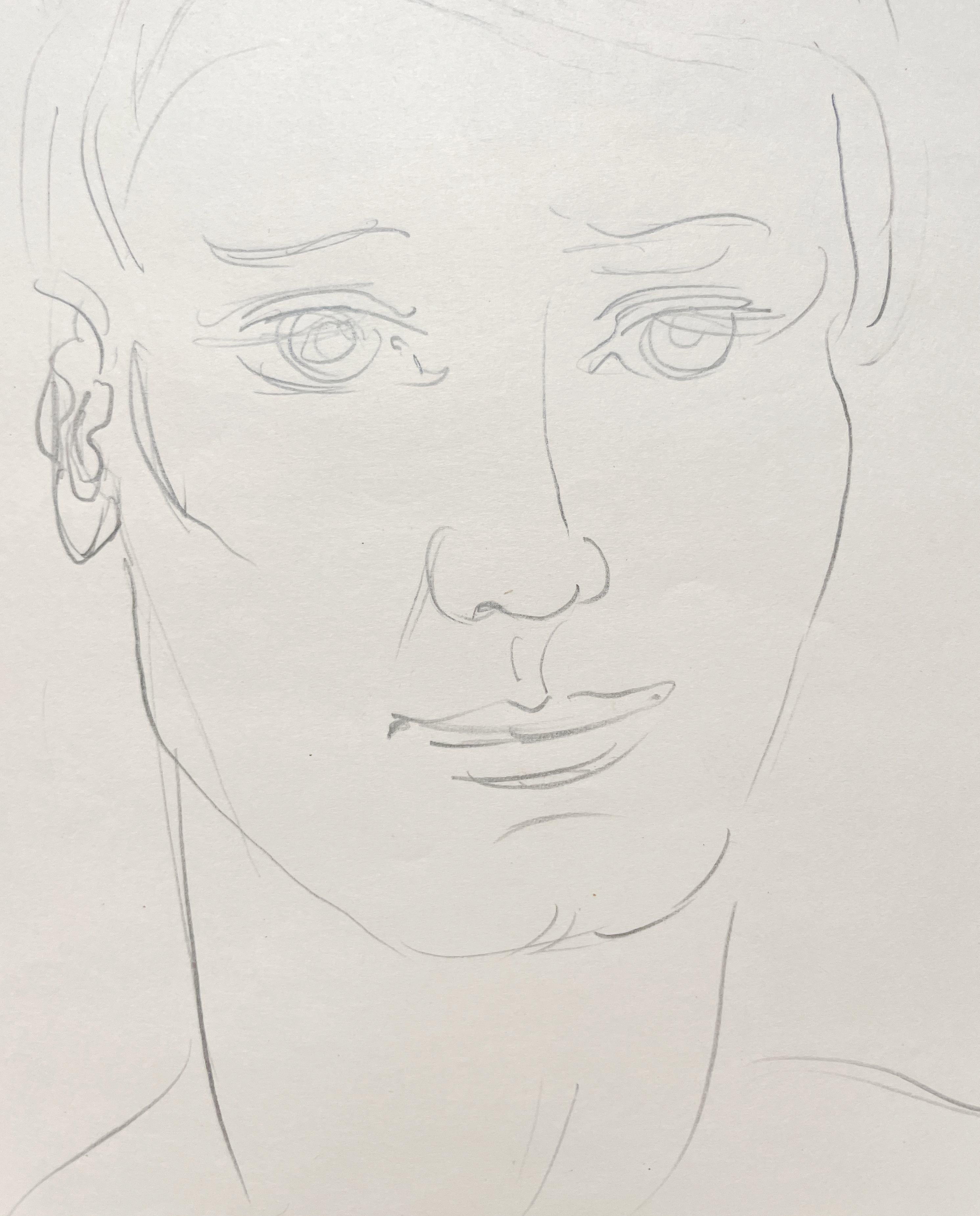A Sensitive 1950s Mid-Century Modern Portrait of a Young Man By Harold Haydon For Sale 4