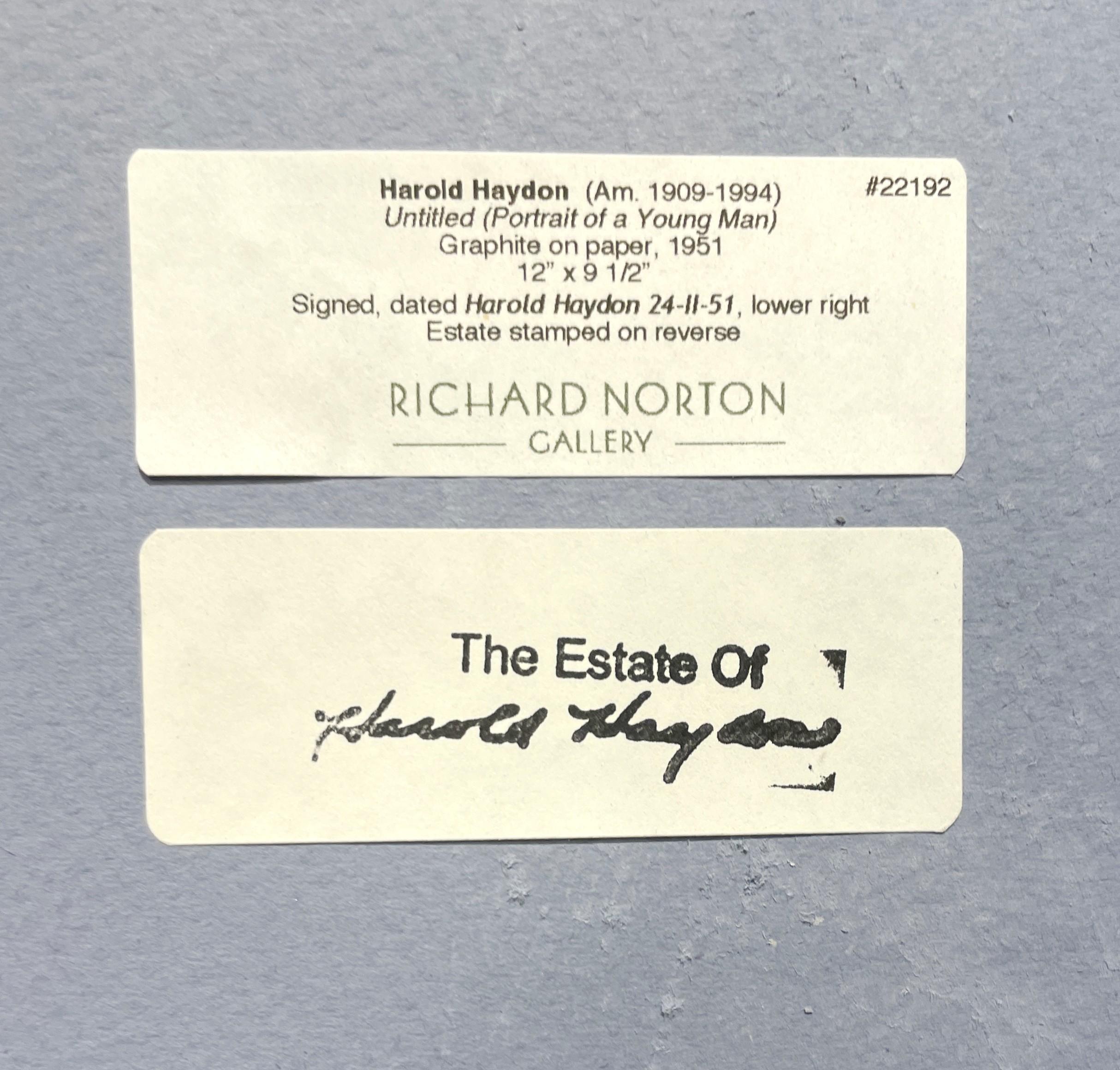 A Sensitive 1950s Mid-Century Modern Portrait of a Young Man By Harold Haydon For Sale 6