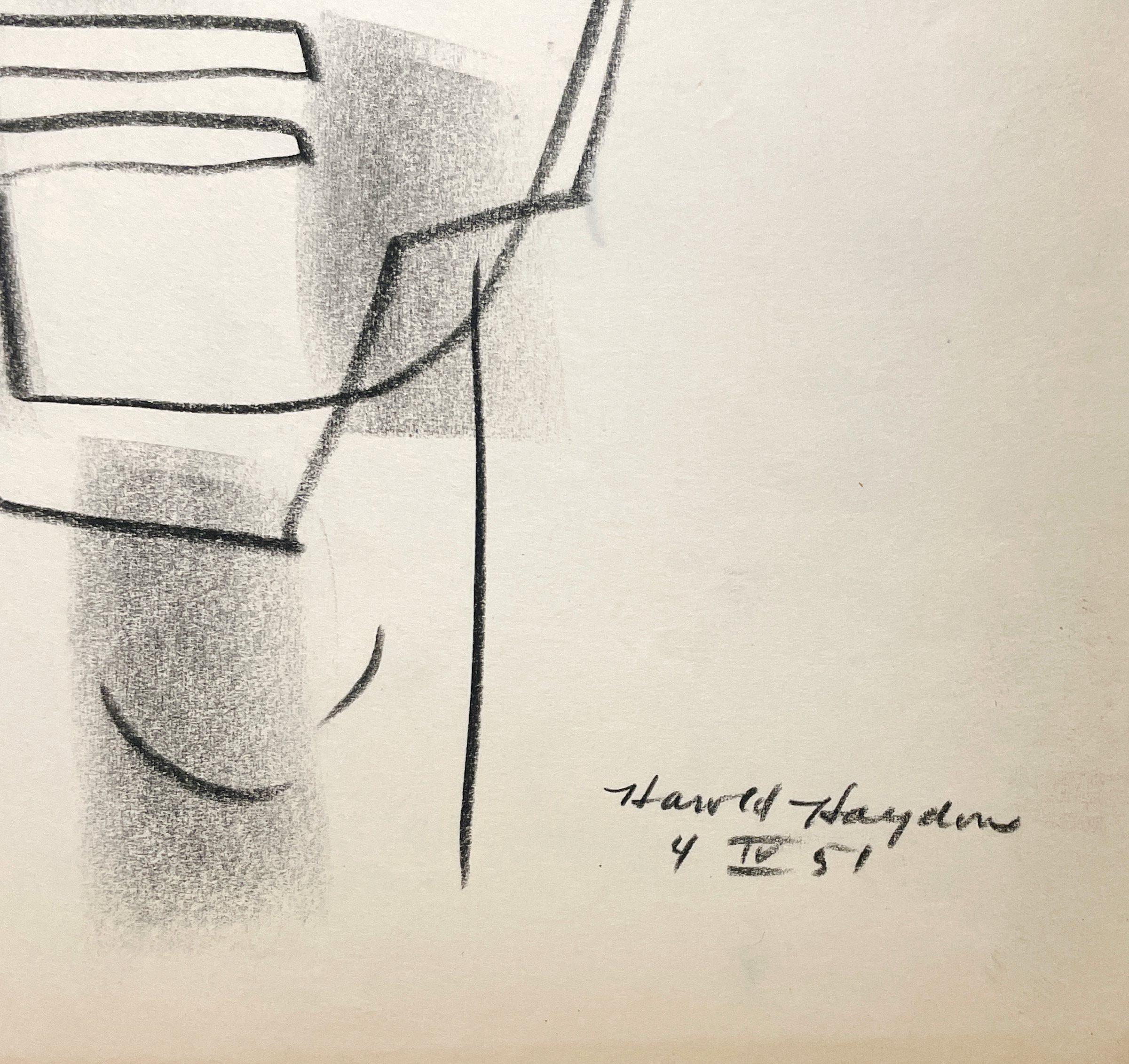 A Fabulous, 1951 Mid-Century Modern Abstract Portrait of a Man by Harold Haydon For Sale 4