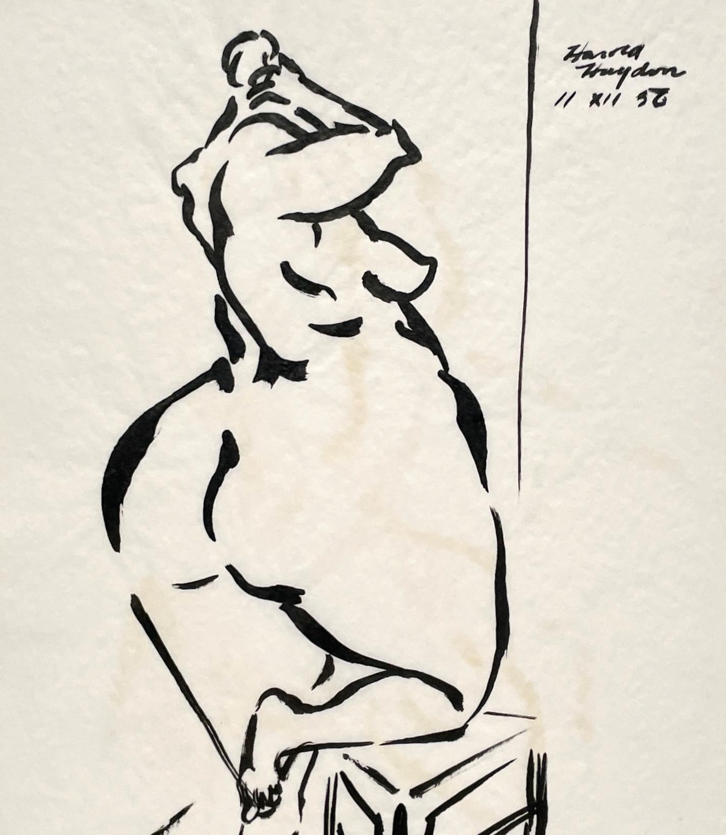Studio di figura femminile astratta d'avanguardia e moderna di metà secolo di Harold Haydon in vendita 4