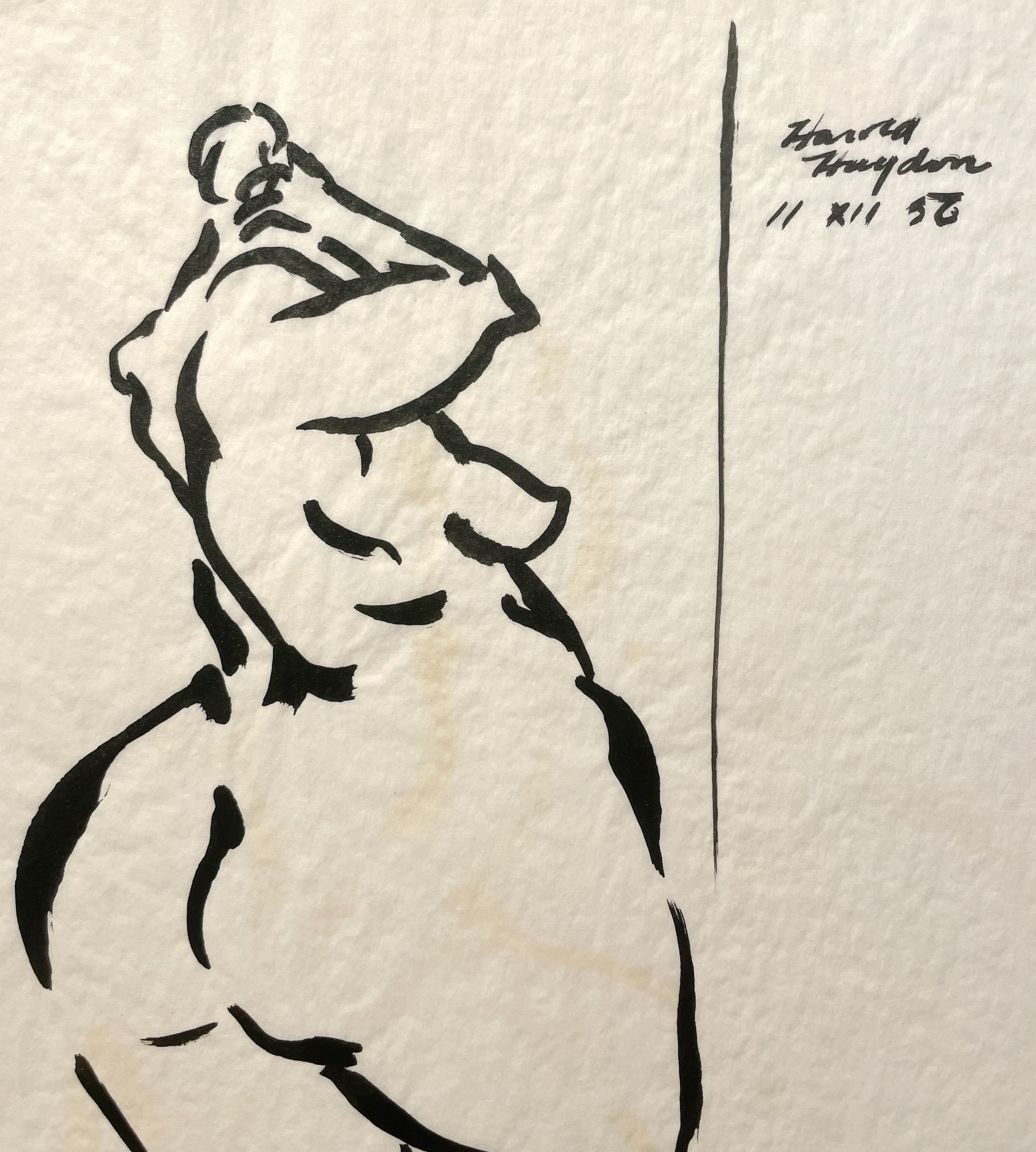 Studio di figura femminile astratta d'avanguardia e moderna di metà secolo di Harold Haydon in vendita 3
