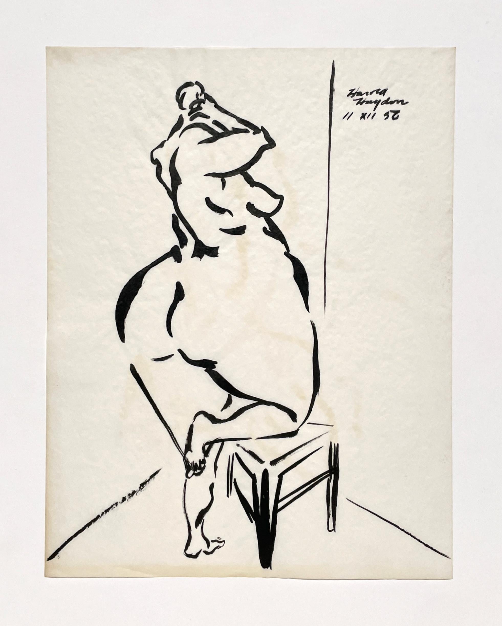 Studio di figura femminile astratta d'avanguardia e moderna di metà secolo di Harold Haydon in vendita 2