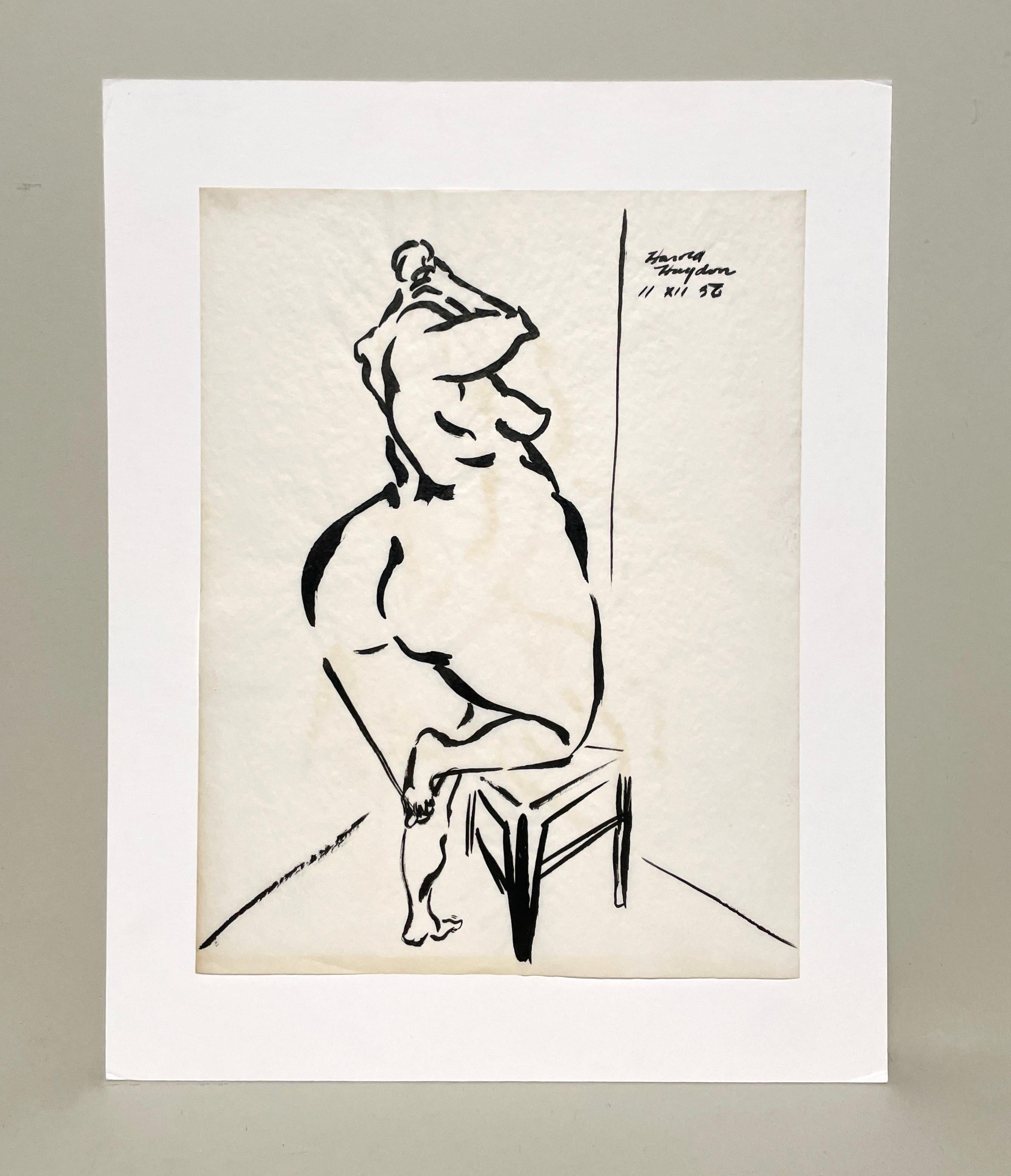 Studio di figura femminile astratta d'avanguardia e moderna di metà secolo di Harold Haydon in vendita 1