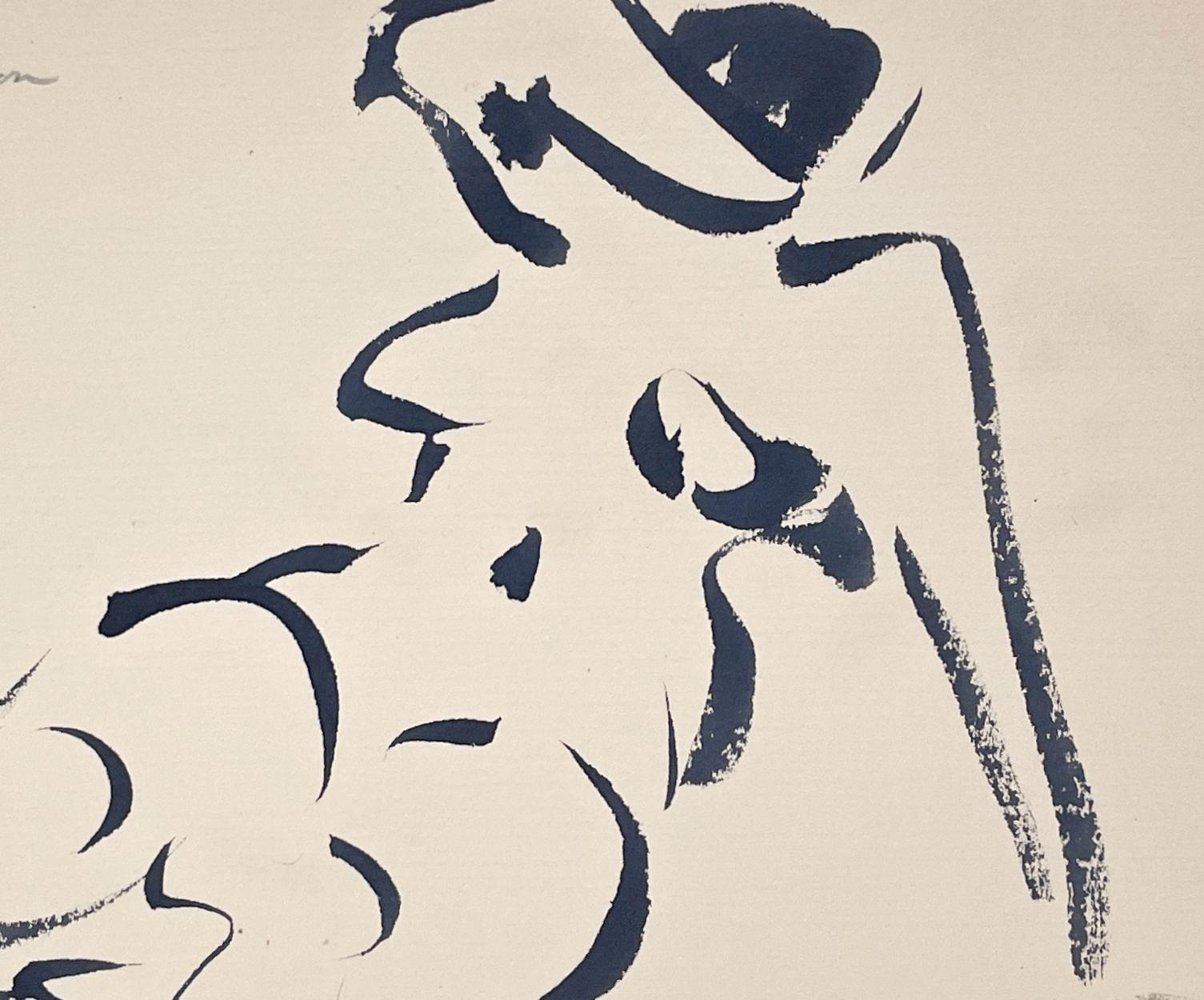 Un étonnant dessin à l'encre du milieu du siècle dernier des années 1950 représentant un nu féminin couché, réalisé par le célèbre artiste de Chicago, Harold Haydon (Am. 1909-1994).  Ce dessin à l'encre sur papier, datant de 1950, fait preuve d'une