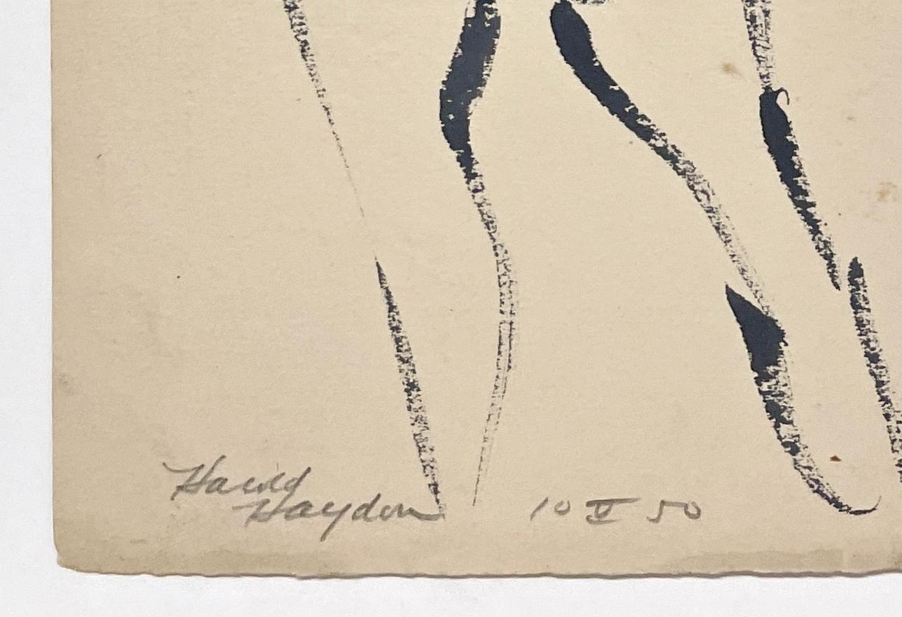 Un sorprendente disegno a inchiostro di un nudo femminile in piedi degli anni '50 della modernità di metà secolo in vendita 1
