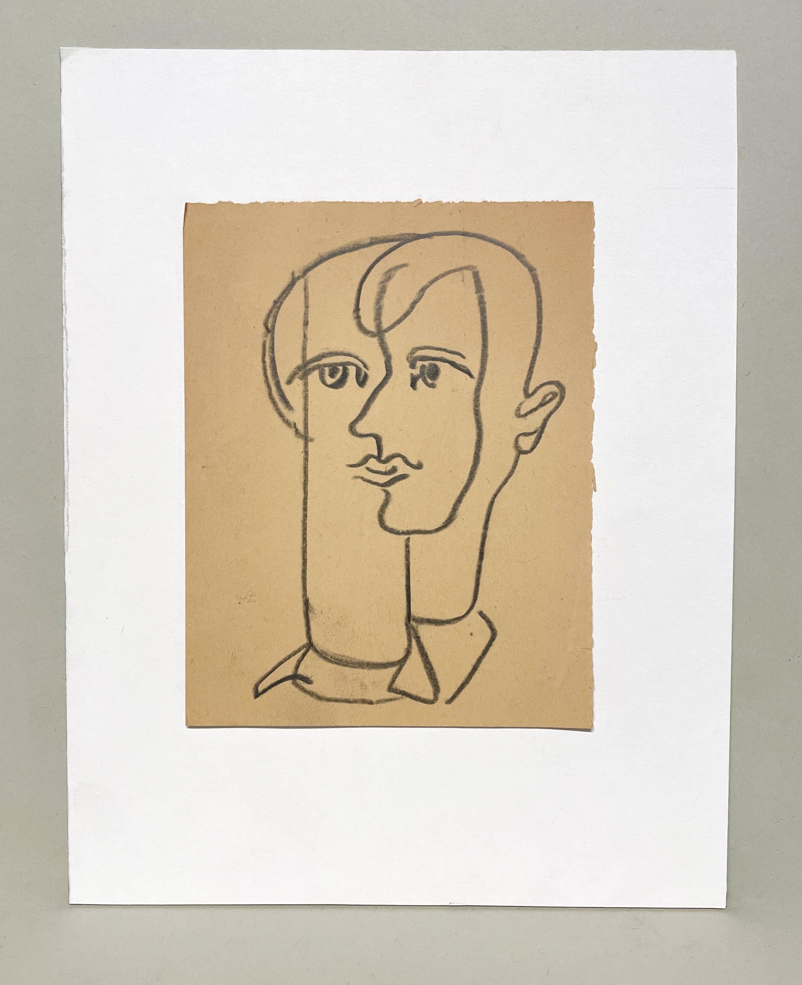 Sorprendente retrato cubista de un joven de mediados de siglo de los años 50 - Art de Harold Haydon
