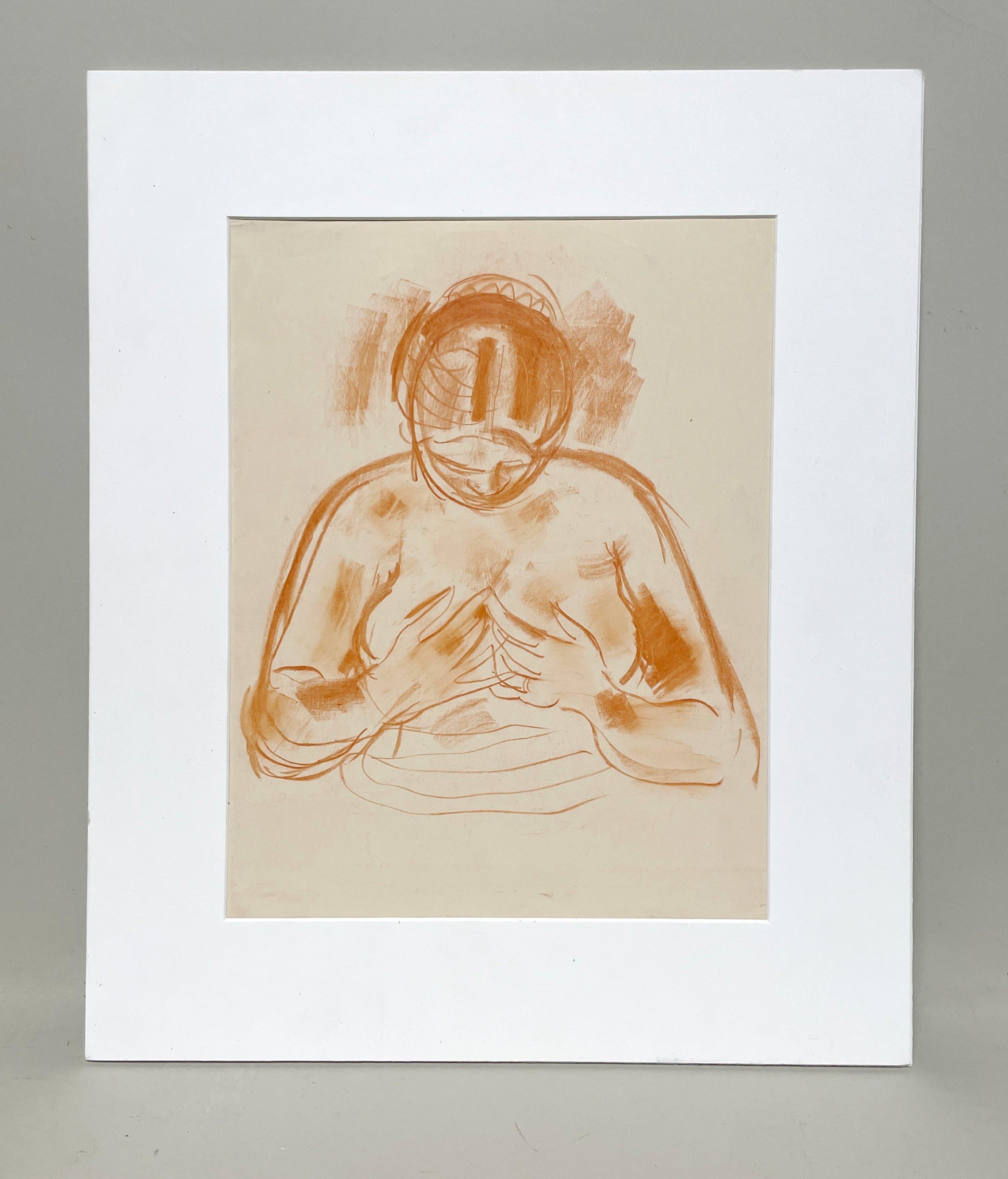 Un pastello di nudo femminile moderno e introspettivo di Francis Chapin, artista di fama. in vendita 1