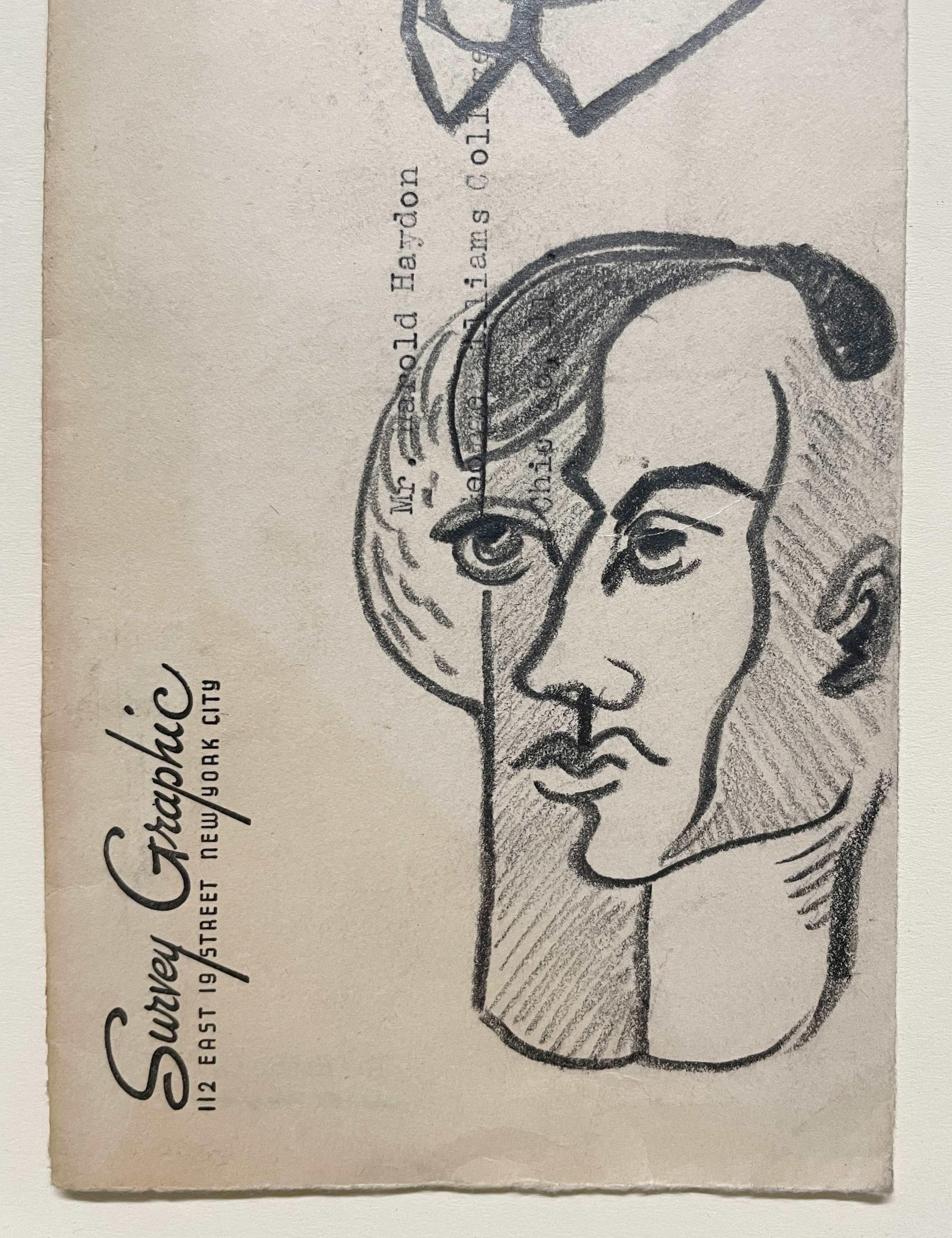 Un característico retrato cubista de dos jóvenes de mediados de siglo de la década de 1950 en venta 1