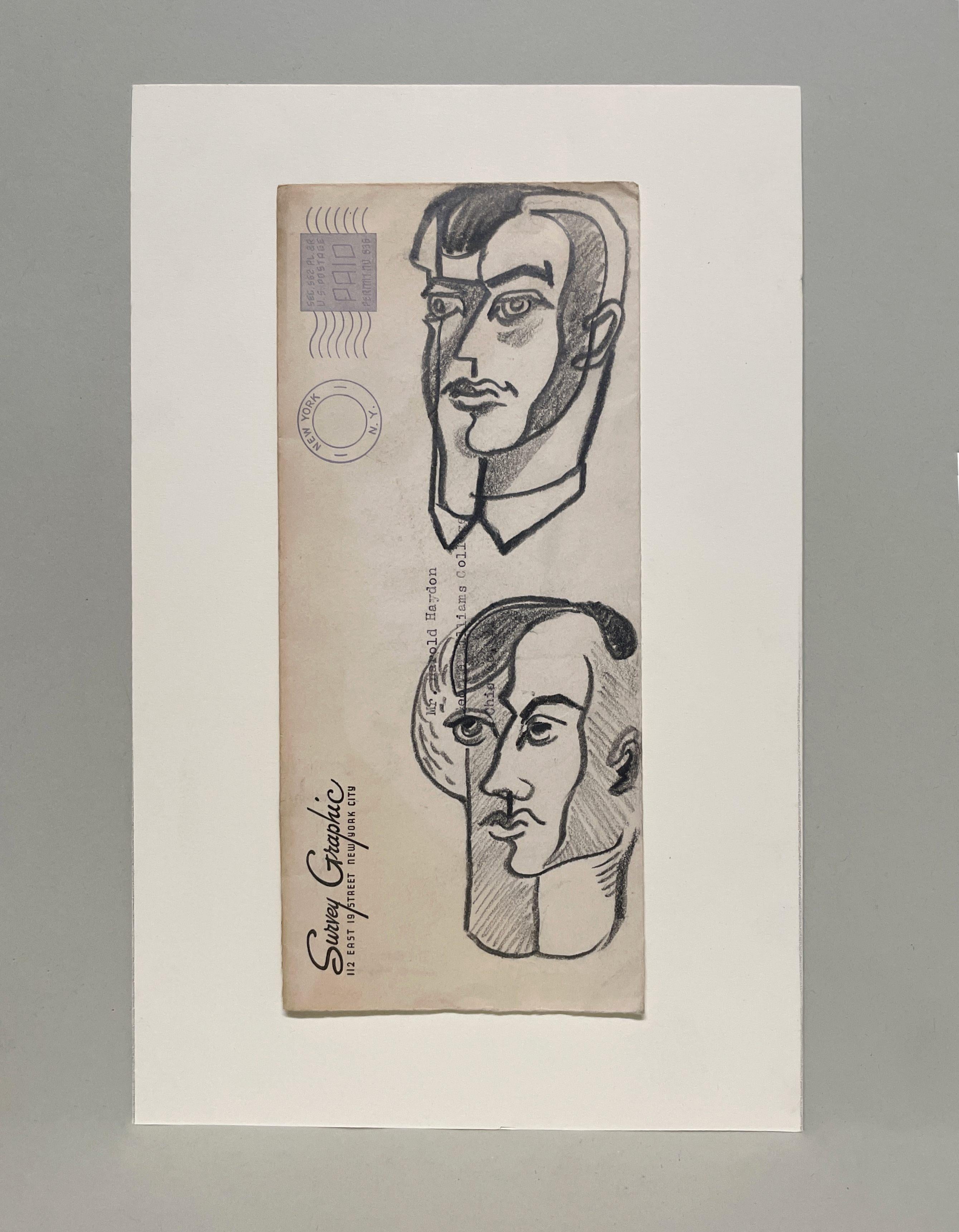 Un característico retrato cubista de dos jóvenes de mediados de siglo de la década de 1950 - Art de Harold Haydon