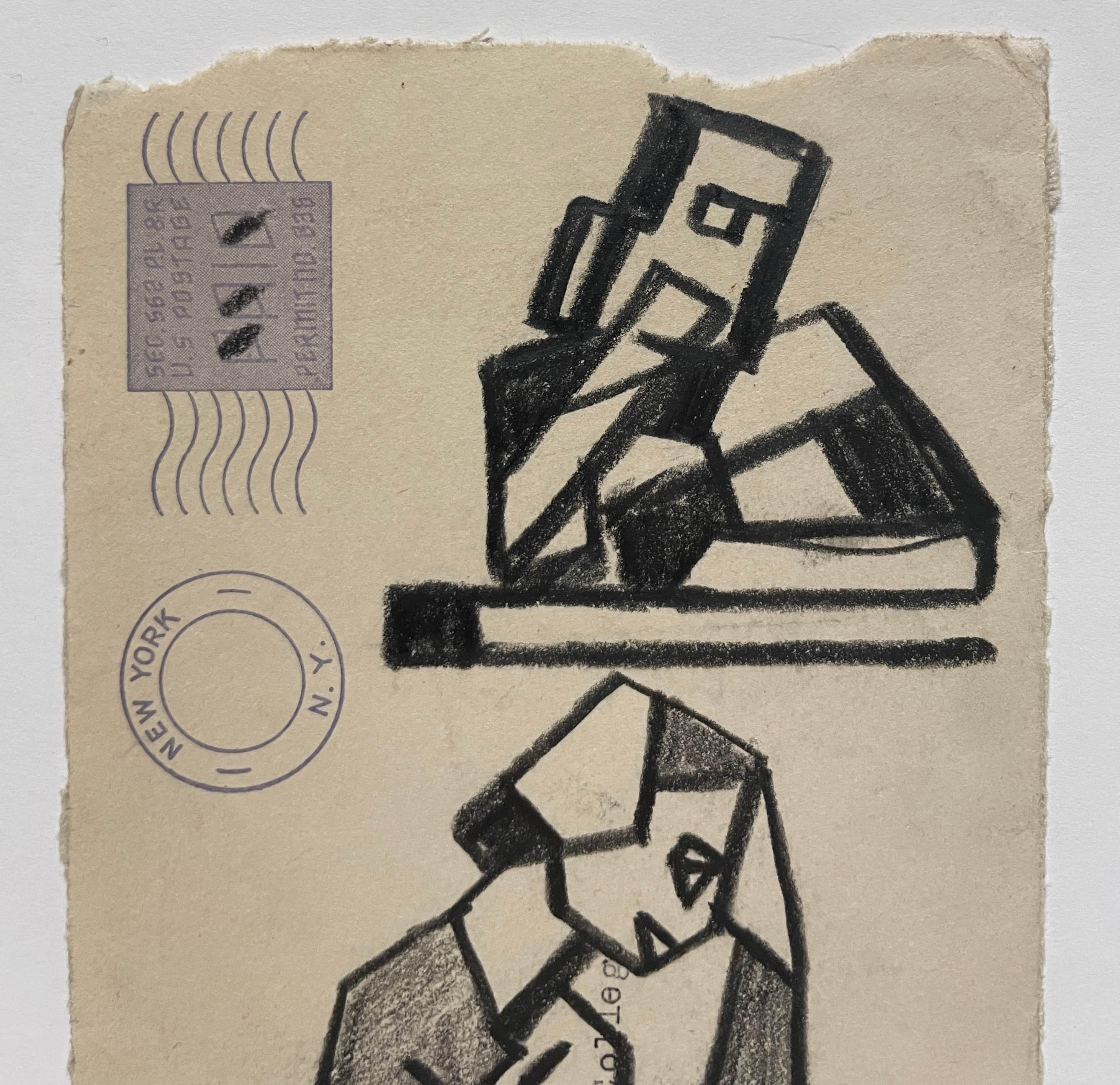 A Distinctive, 1950s Mid-Century Modern Cubist Figure Study by Harold Haydon en venta 4