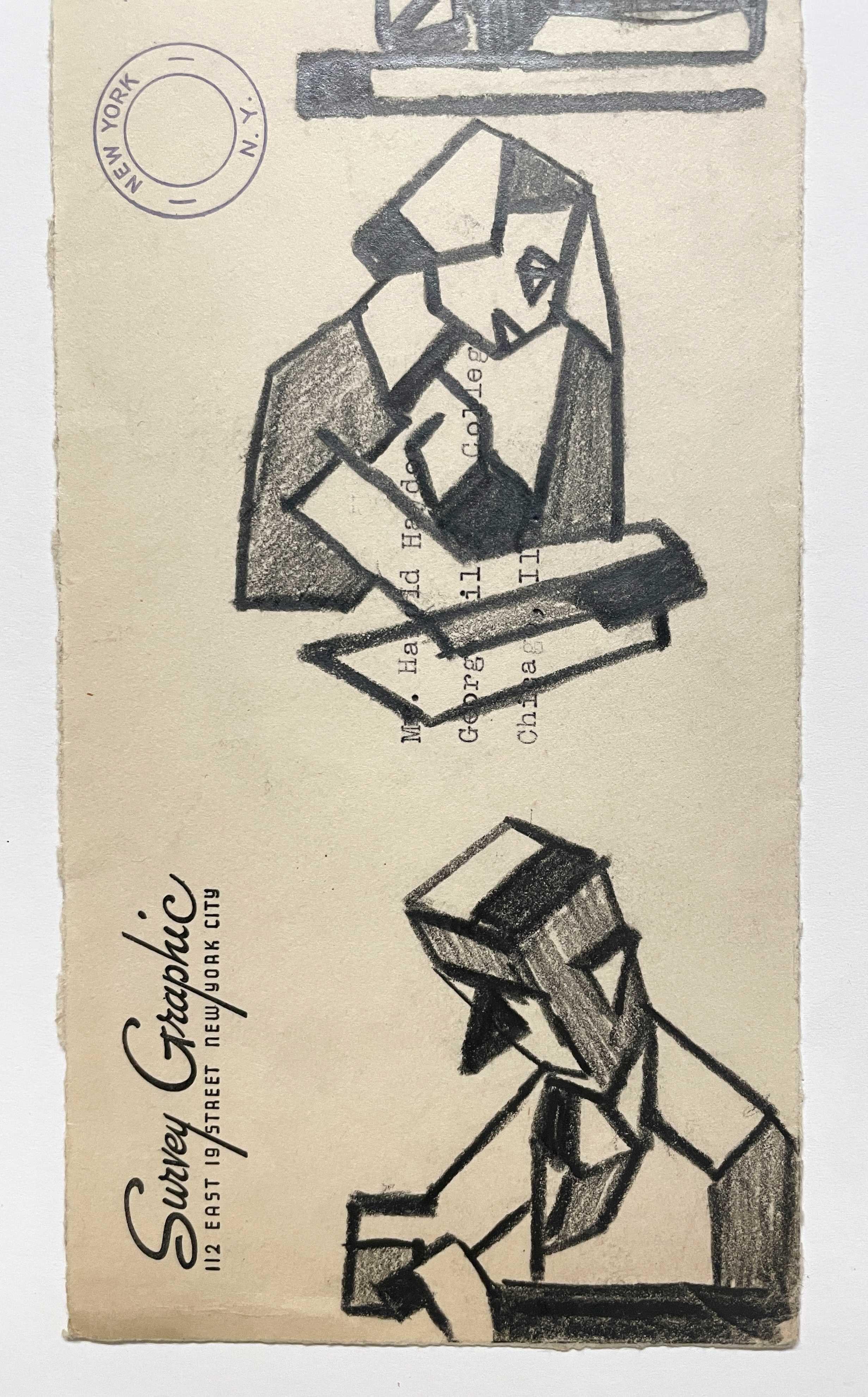 A Distinctive, 1950s Mid-Century Modern Cubist Figure Study by Harold Haydon en venta 5