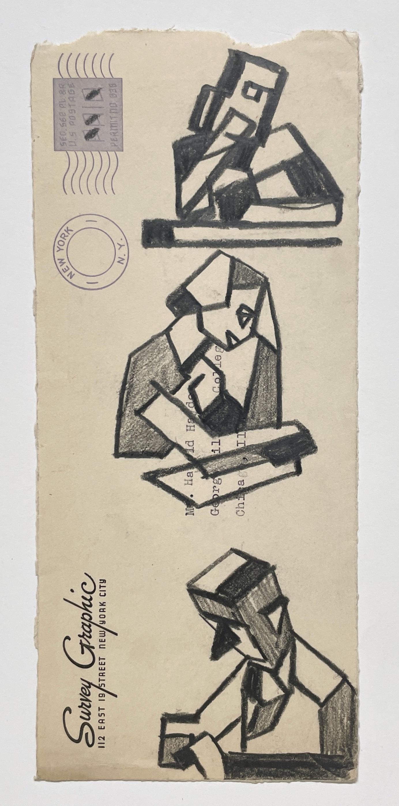 A Distinctive, 1950s Mid-Century Modern Cubist Figure Study by Harold Haydon en venta 3