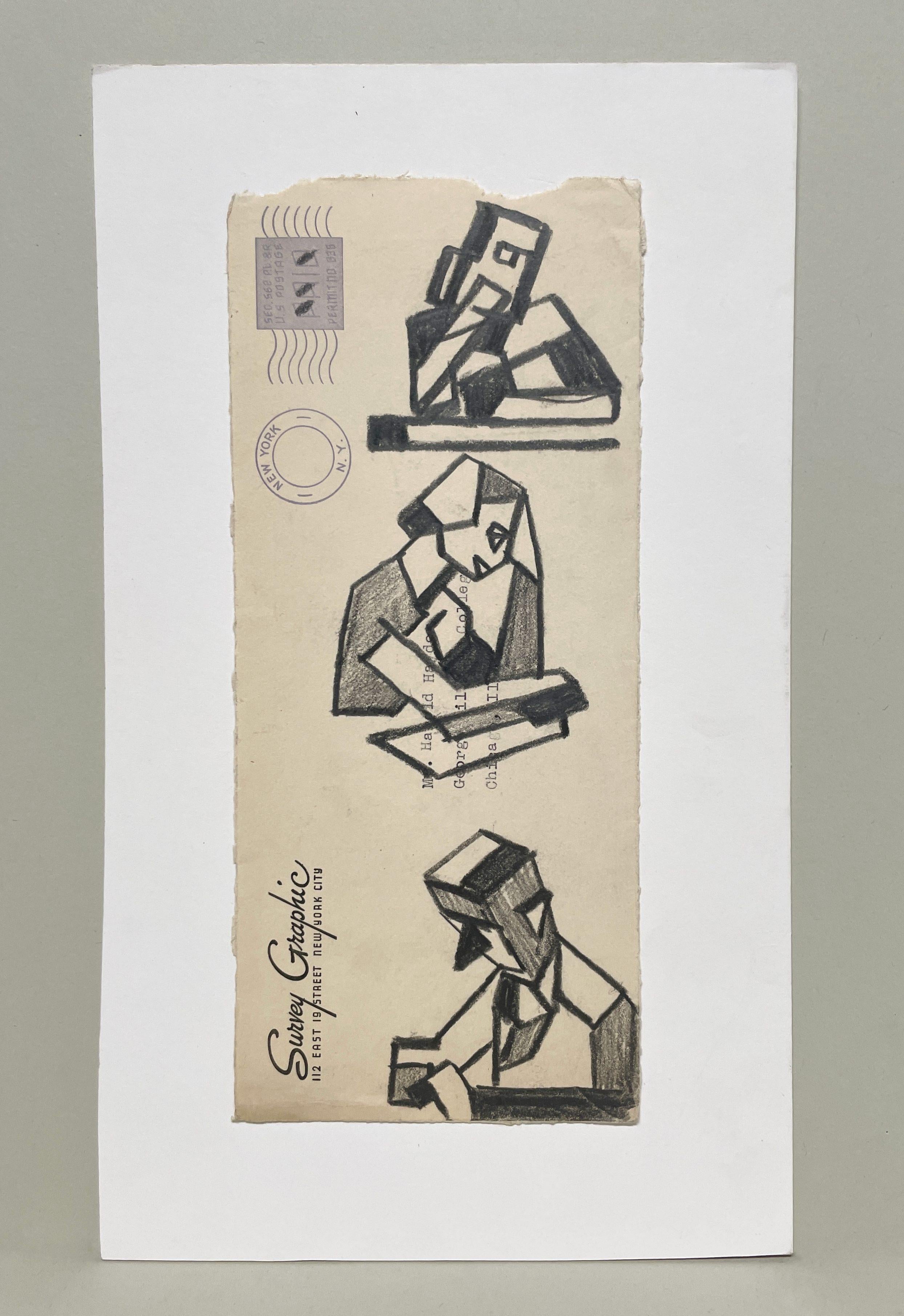 A Distinctive, 1950s Mid-Century Modern Cubist Figure Study by Harold Haydon en venta 1
