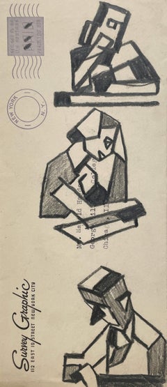 Un distintivo estudio de figura cubista moderno de mediados de siglo de los años 50, de Harold Haydon