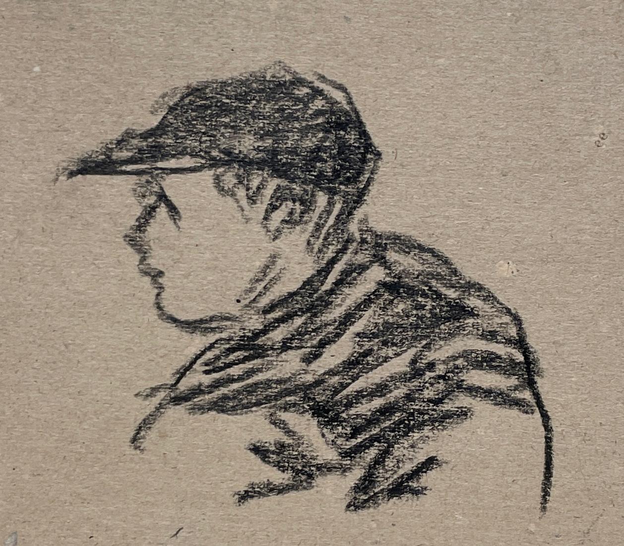 Un delizioso schizzo di ritratto degli anni '30 di un ragazzo con un cappellino da baseball del noto artista moderno di Chicago Harold Haydon (Am. 1909-1994).  Pieno di carattere!  Un piccolo e affascinante gioiello di studio di ritratto. 