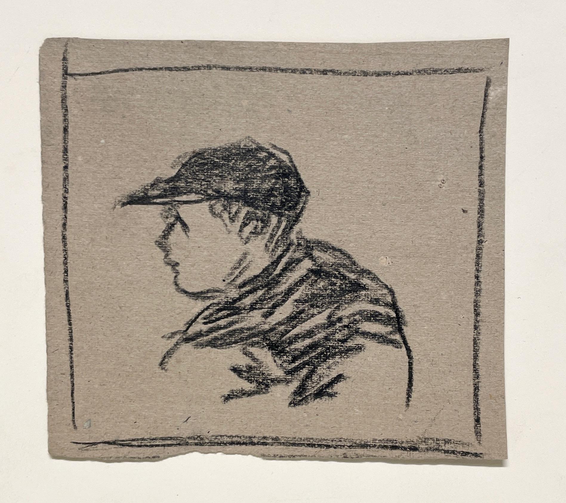 Un delizioso schizzo di ritratto degli anni '30 di un ragazzo con un cappellino da baseball - Art American Modern di Harold Haydon