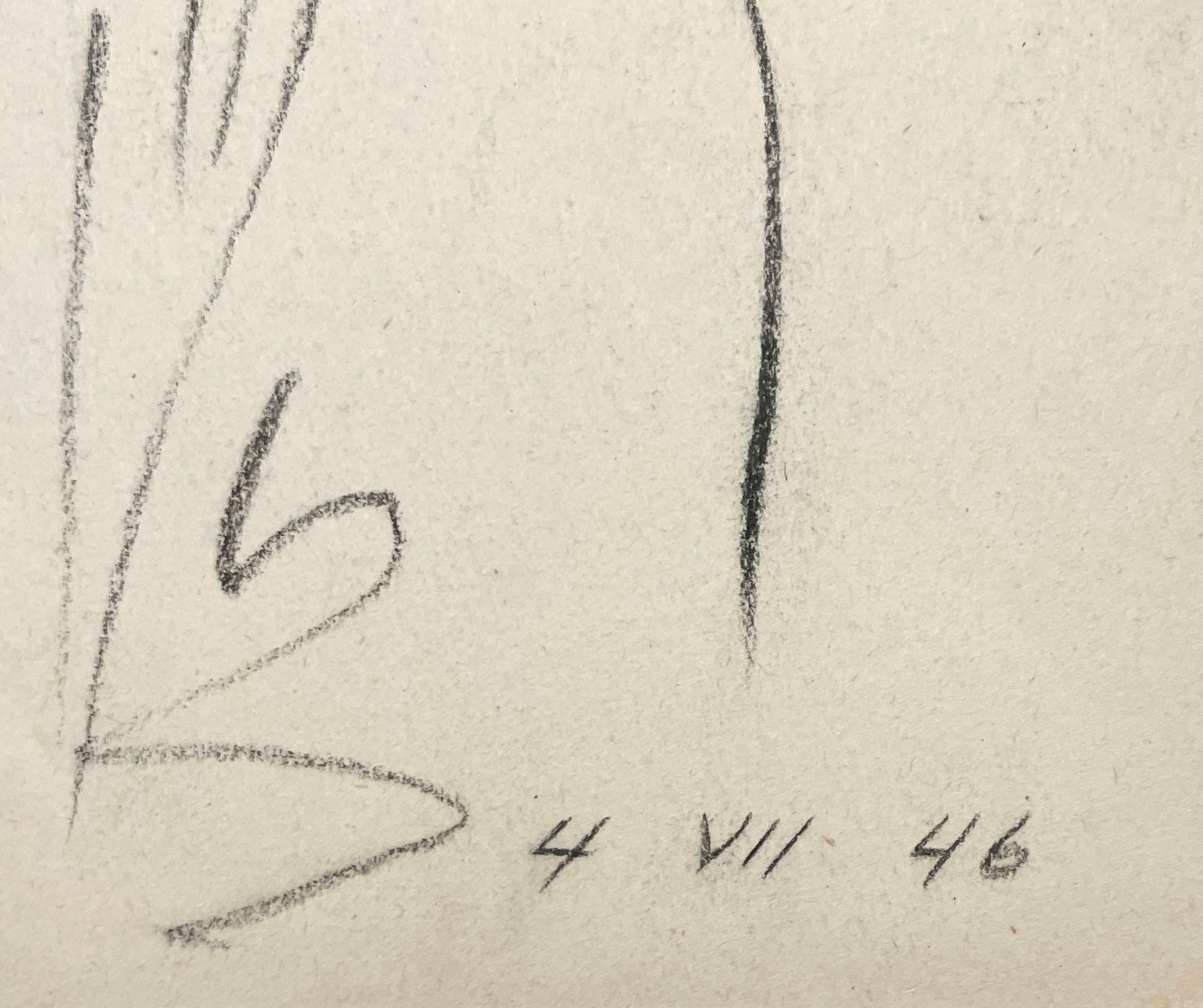 Portrait moderniste d'une jeune femme, finement dessiné, réalisé en 1946 par Harold Haydon en vente 4