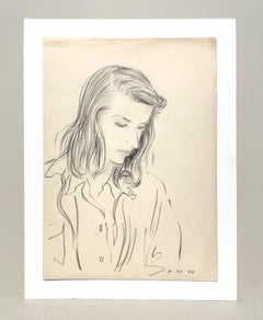 A Finely Drawn, 1946 Modernist Portrait of a Young Woman by Harold Haydon
