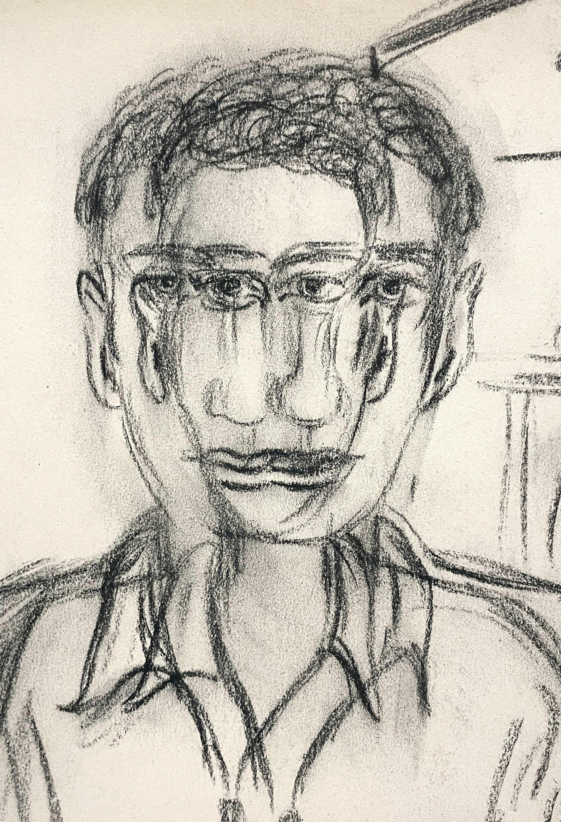 Fabuleux portrait abstrait d'un jeune homme, surréaliste et moderne du milieu du siècle 1946 en vente 1
