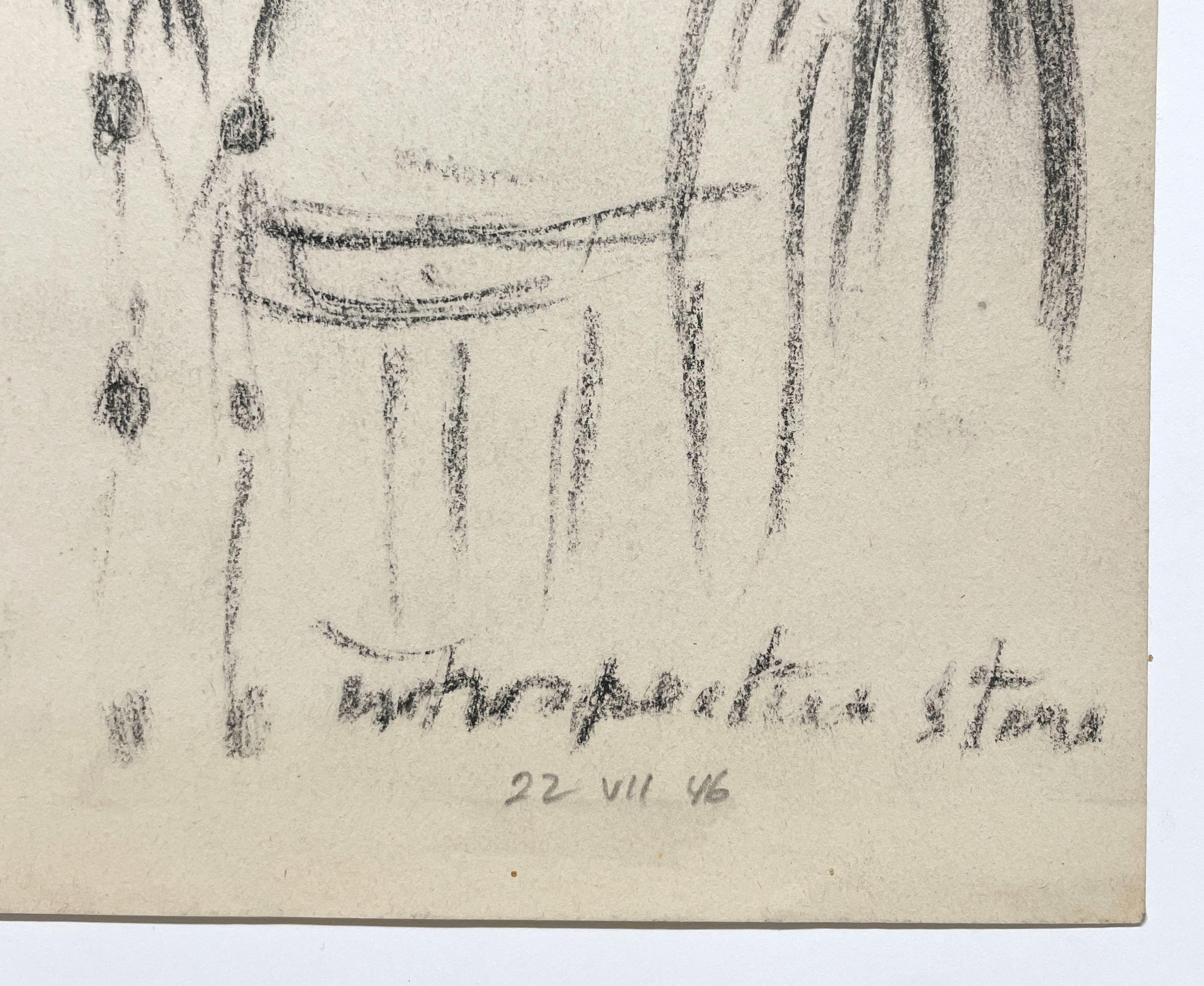 Fabuleux portrait abstrait d'un jeune homme, surréaliste et moderne du milieu du siècle 1946 en vente 2