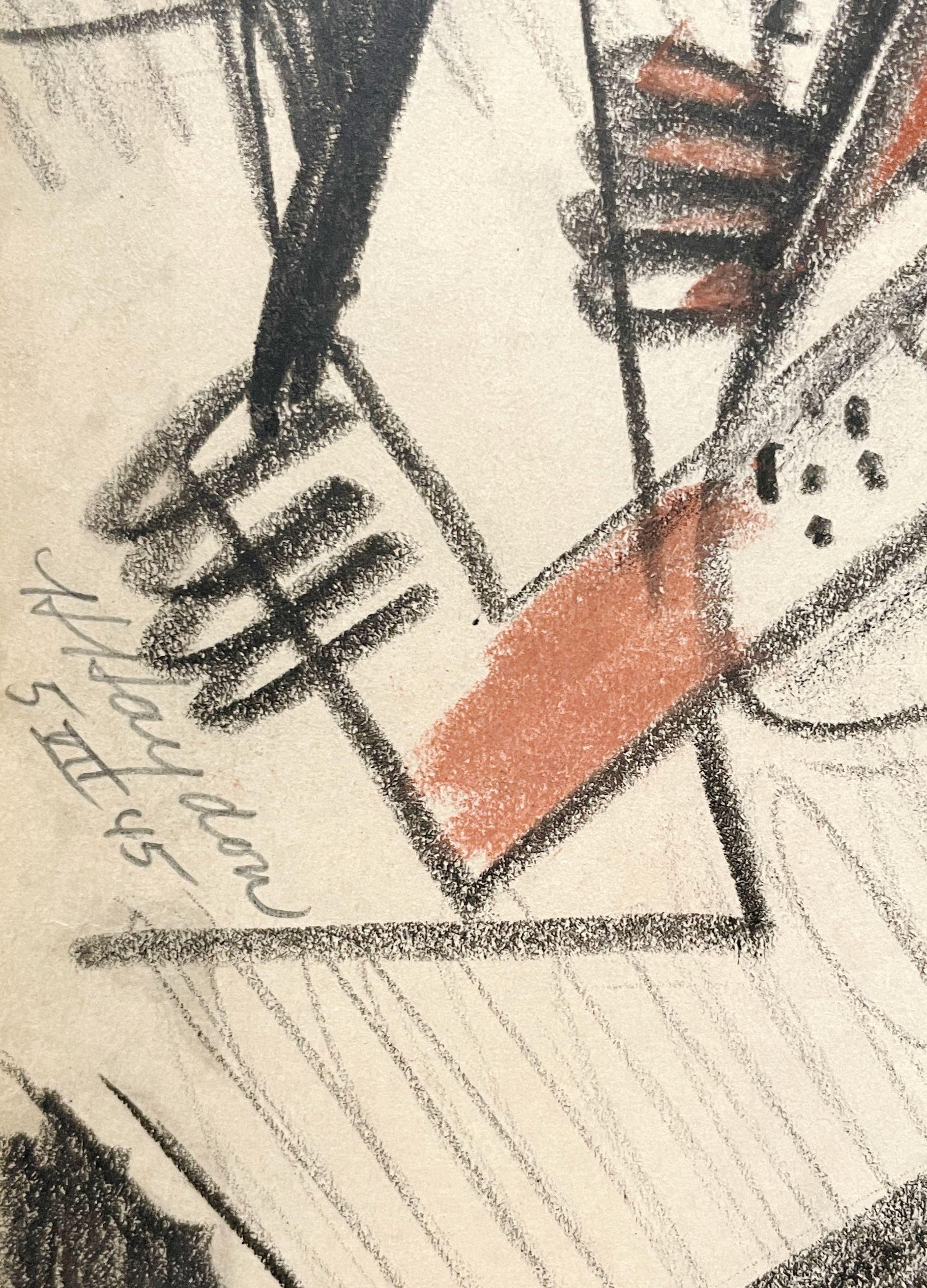 Una Dinámica Escena de Estudio Cubista Moderno de Mediados de Siglo de 1945, Clase de Dibujo de Artista en venta 3